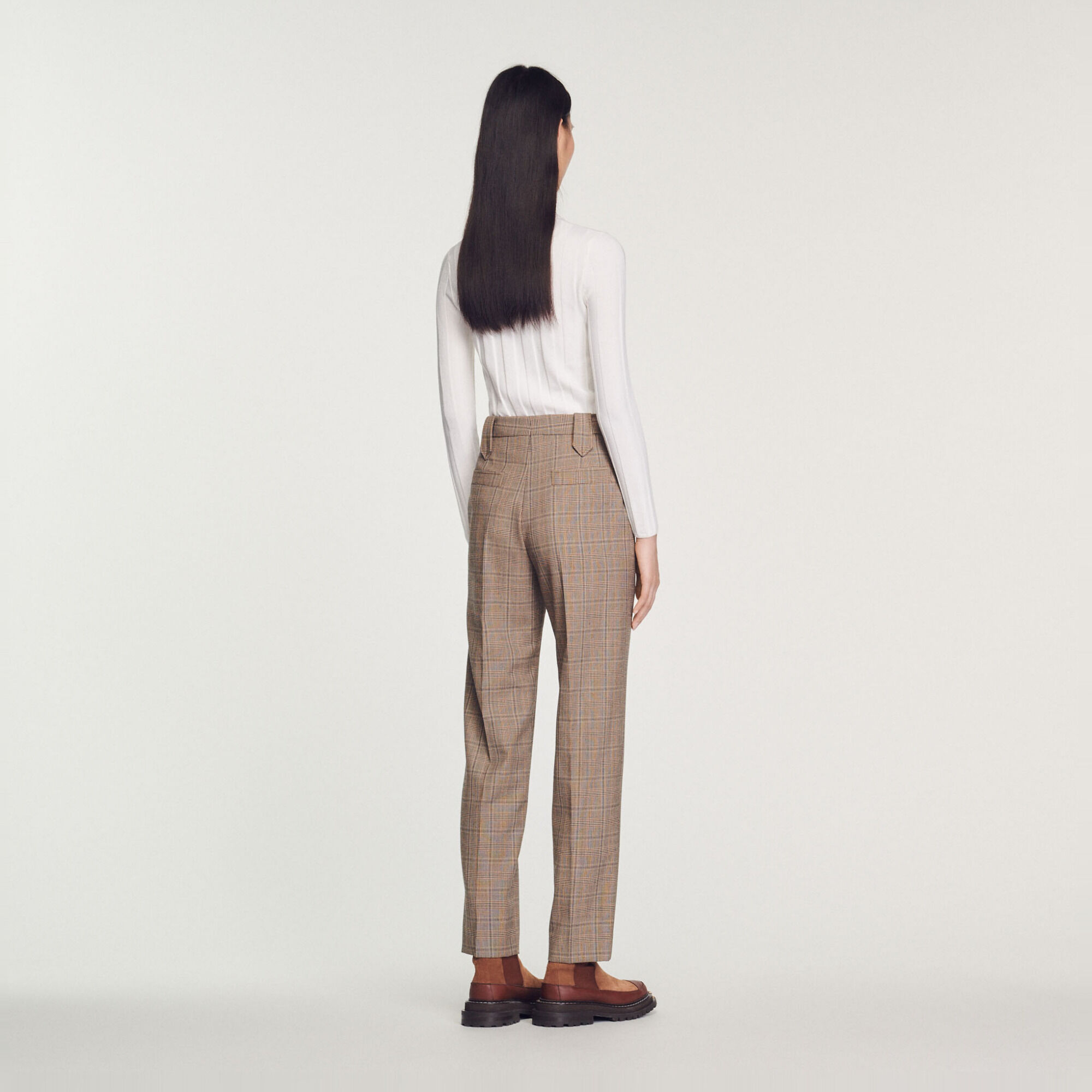 Straight-leg checked trousers