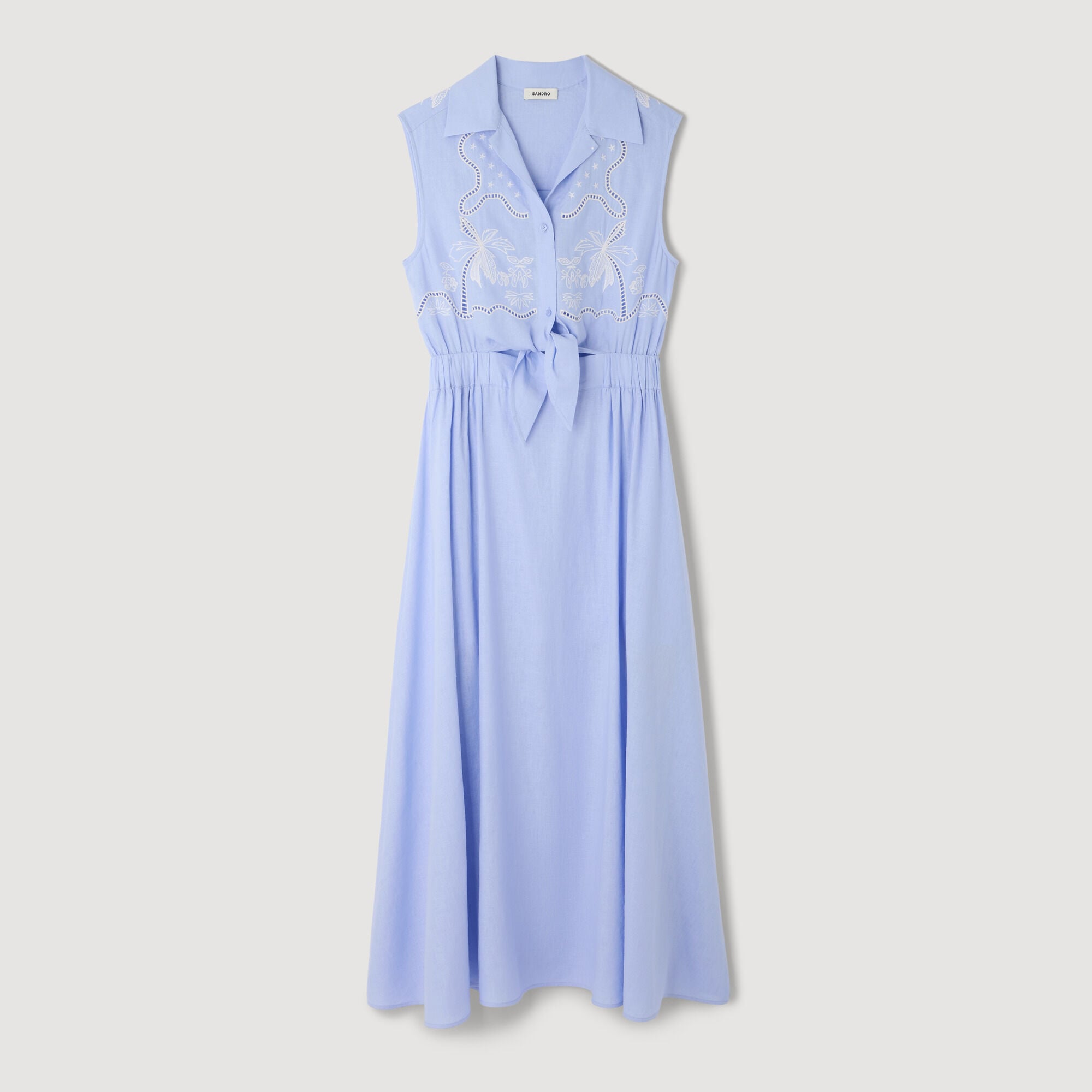 Embroidered linen maxi dress