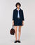 Coat with leather stripes