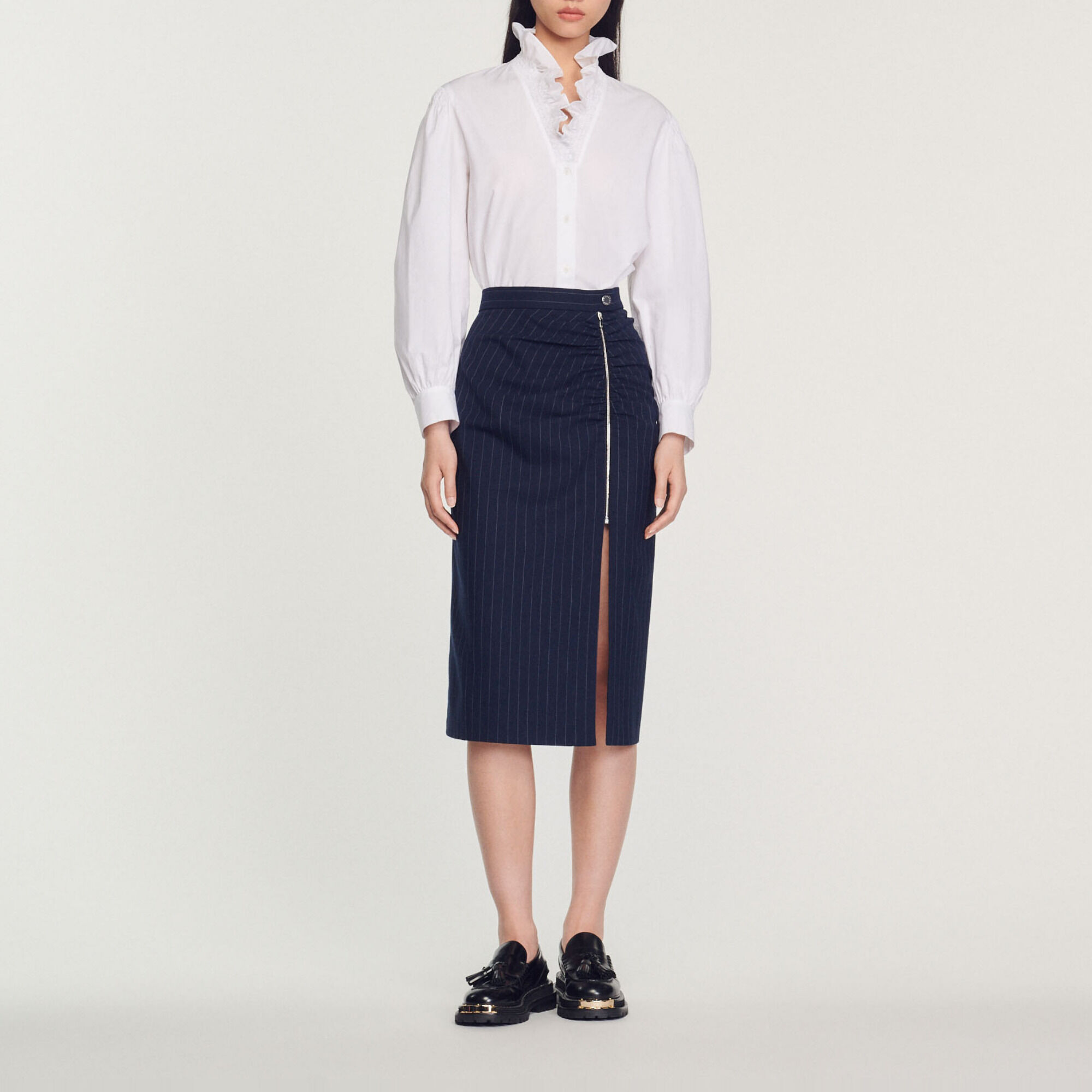Striped zip skirt