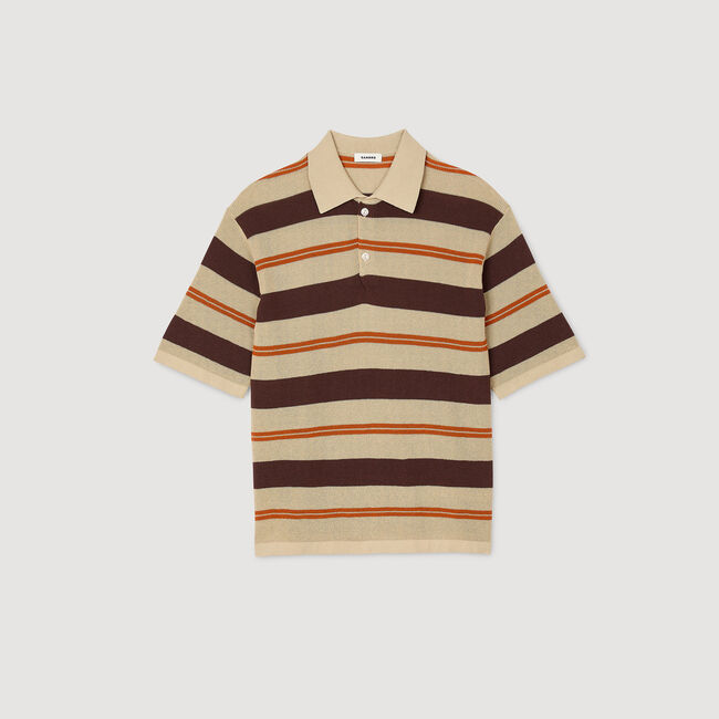 Stripy knit polo shirt