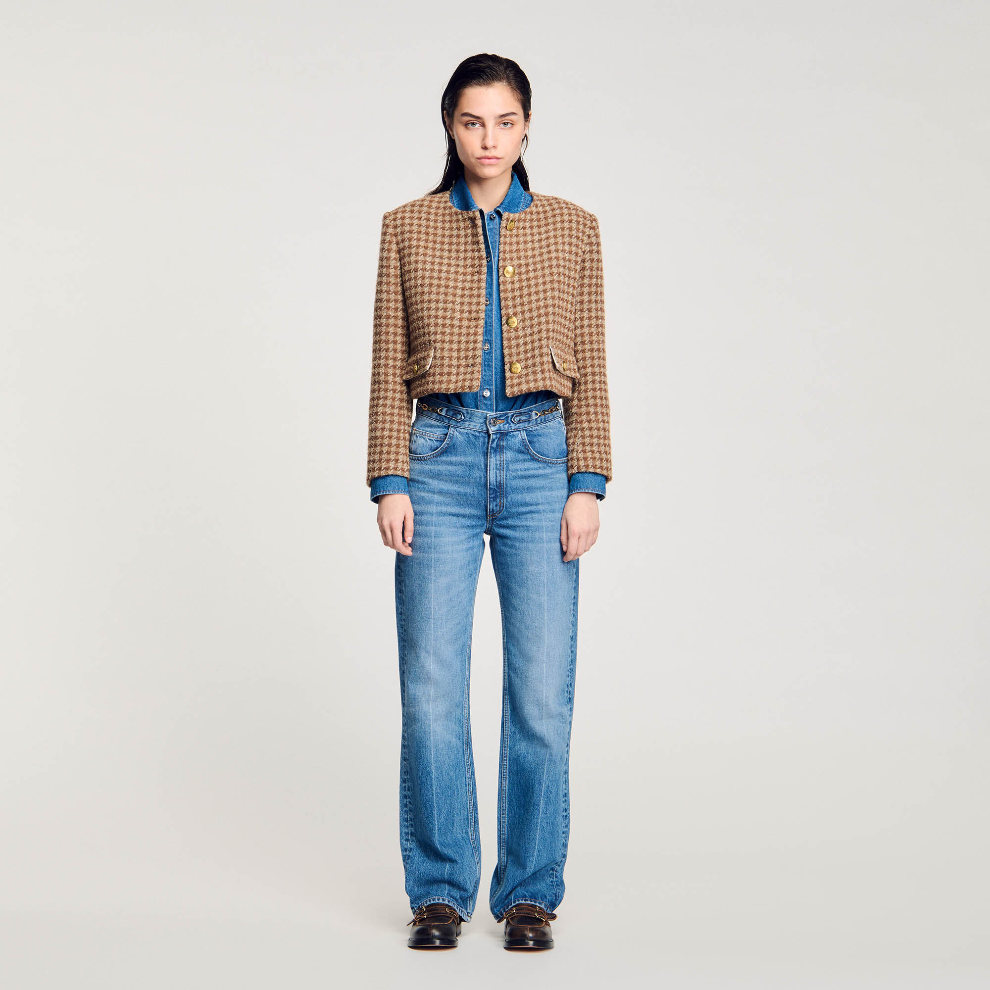 Short checked jacket