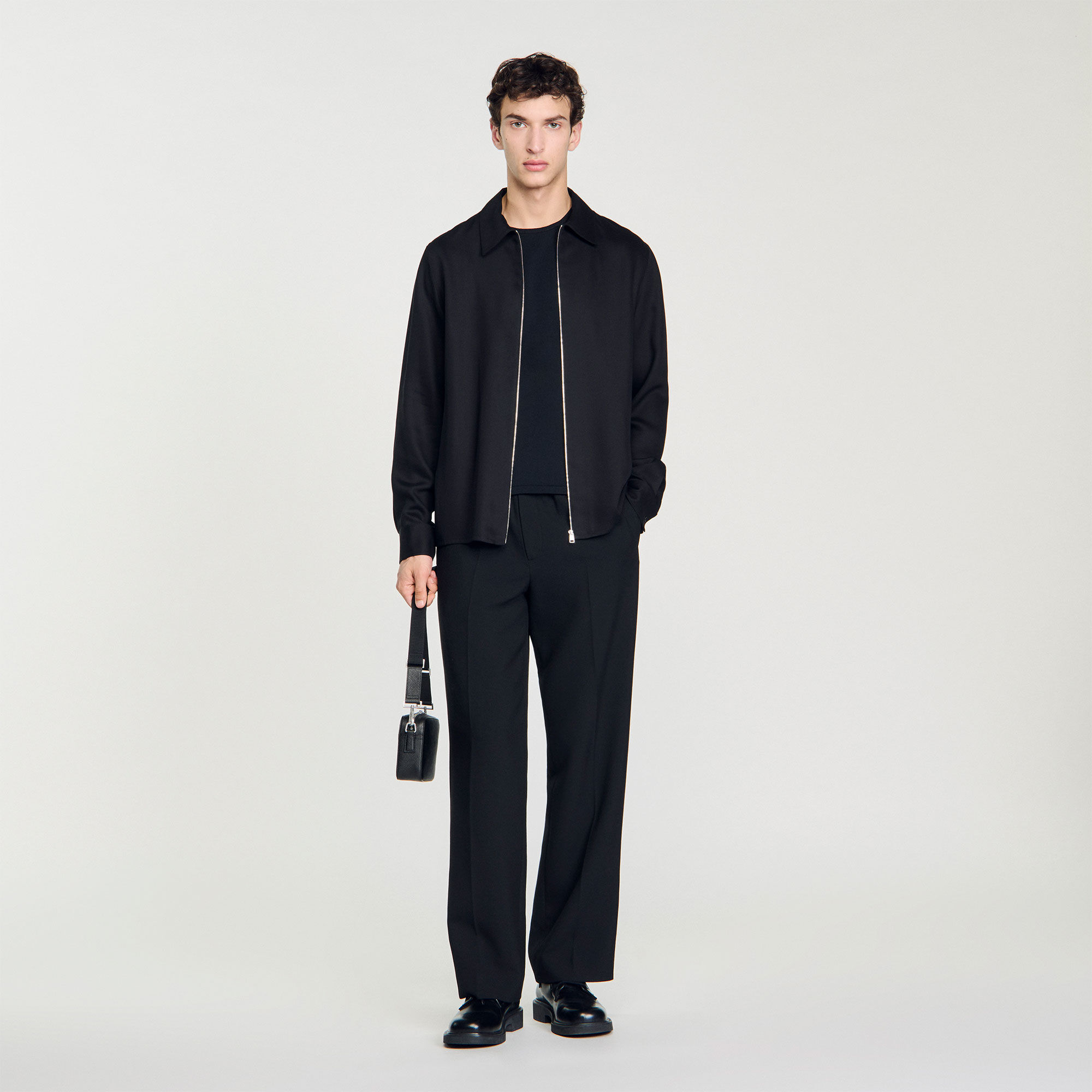 Loose fit zip up shirt