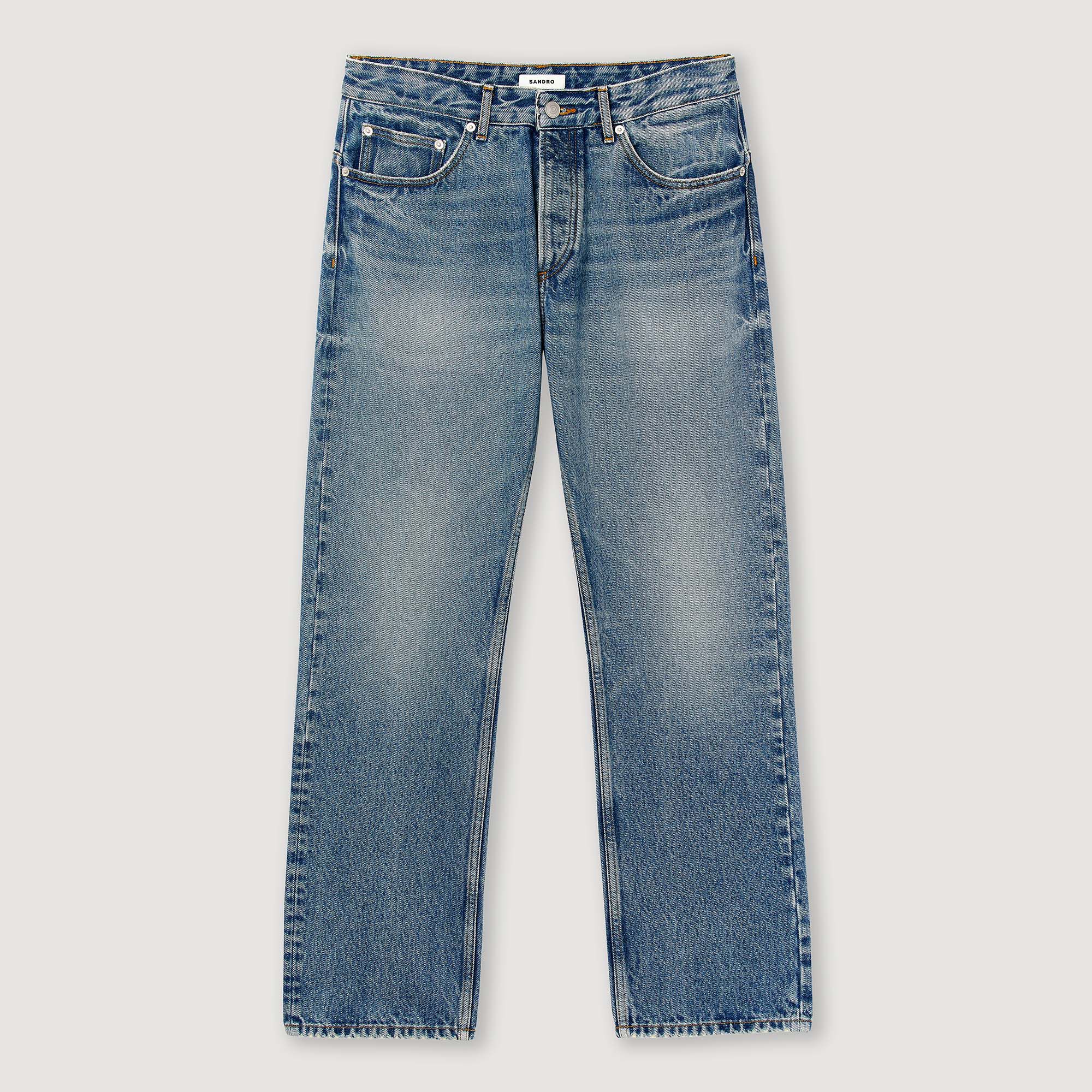 Faded straight-leg organic cotton jeans
