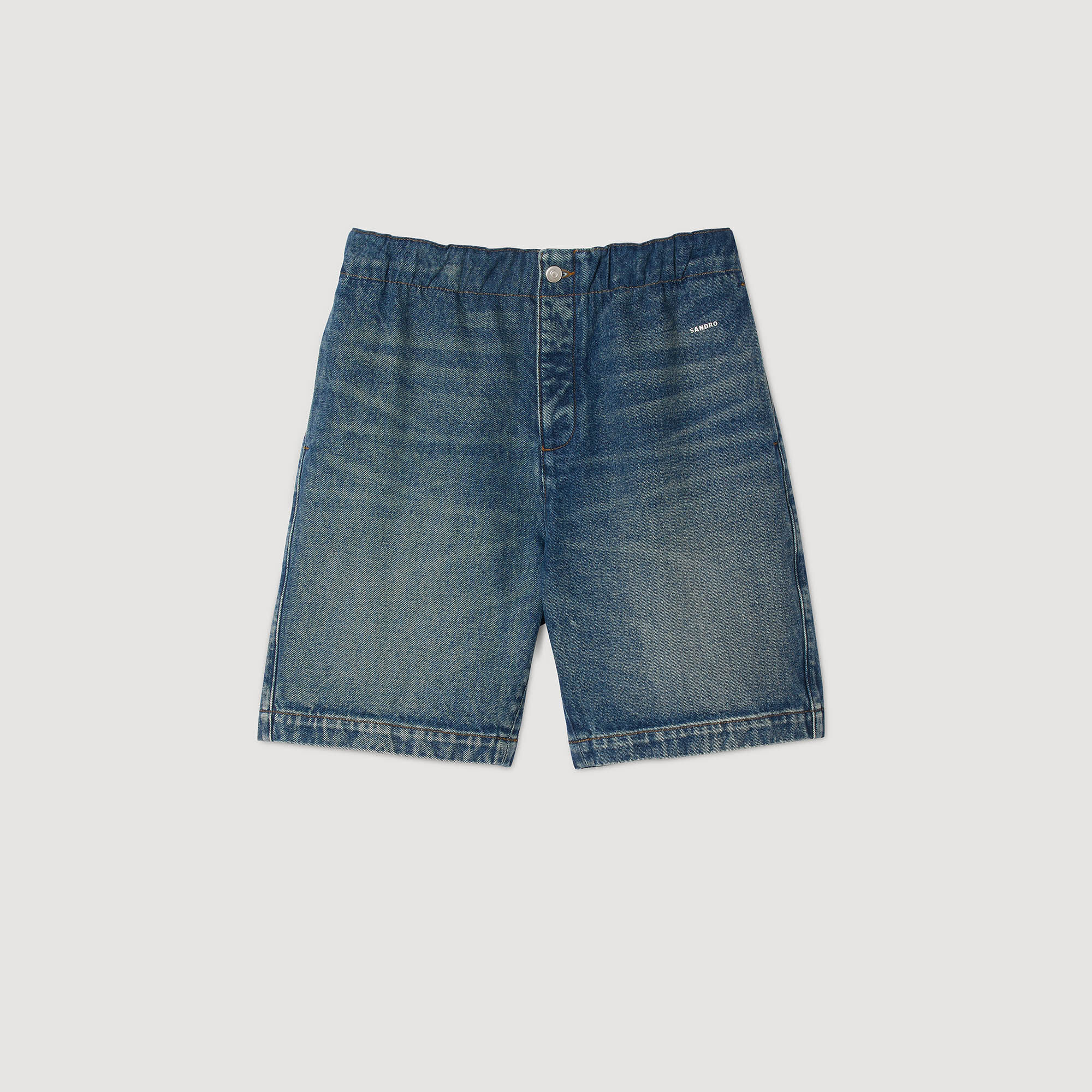 Elasticated denim shorts