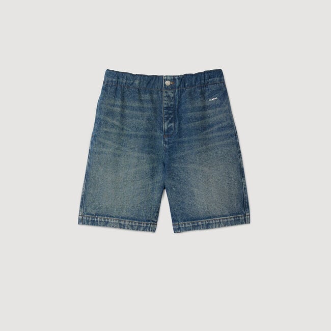 Elasticated denim shorts