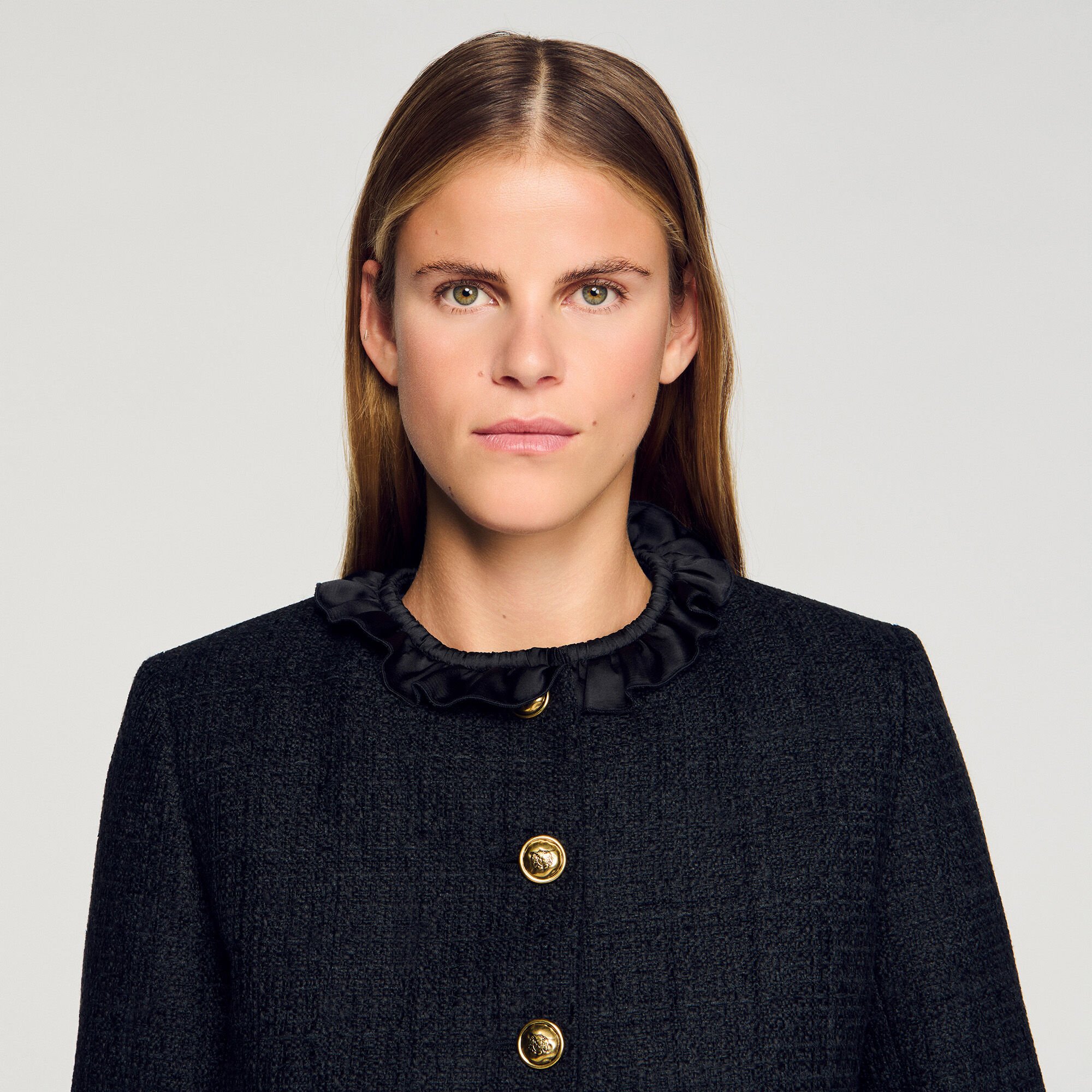 Ruffled tweed jacket