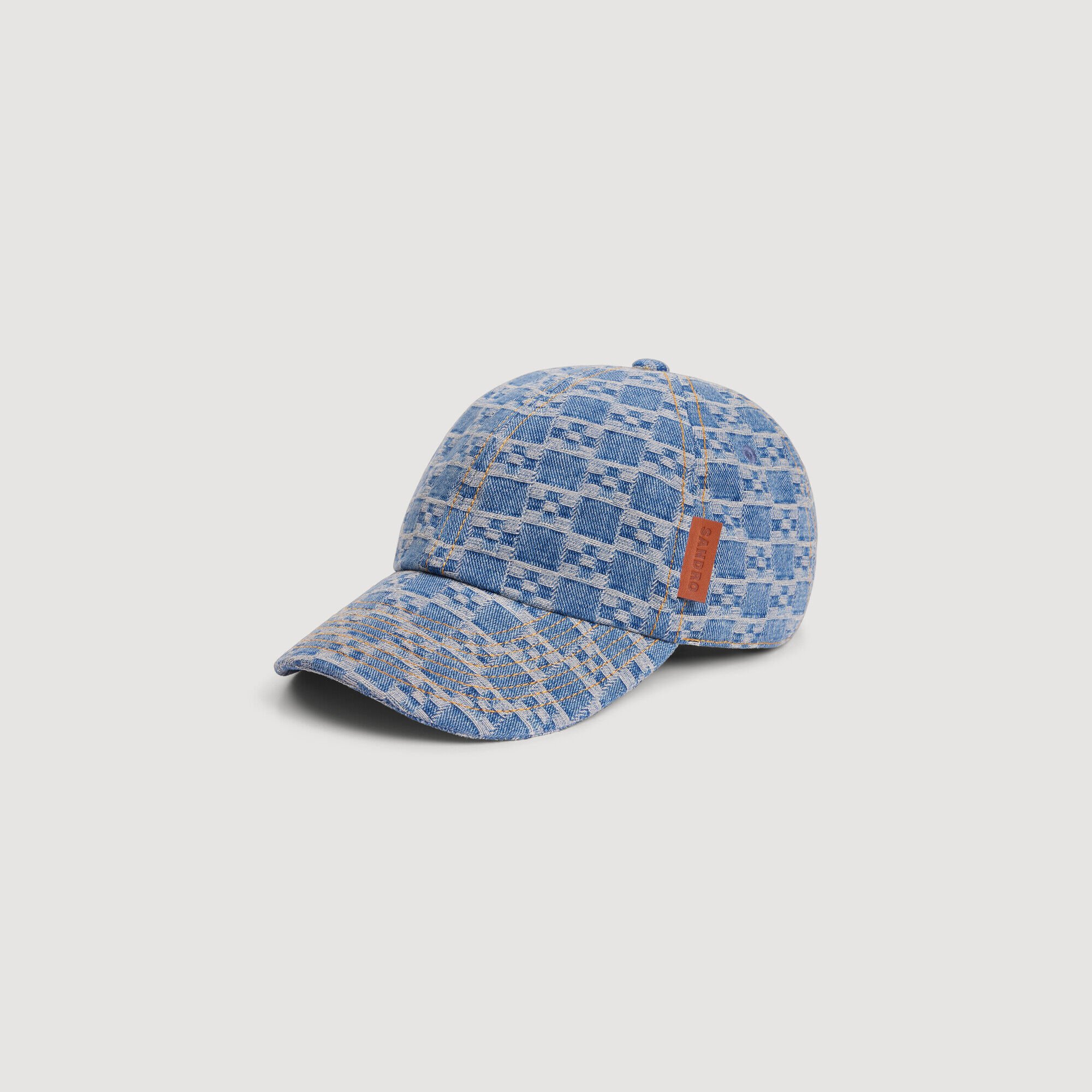 Denim cap with cross motif