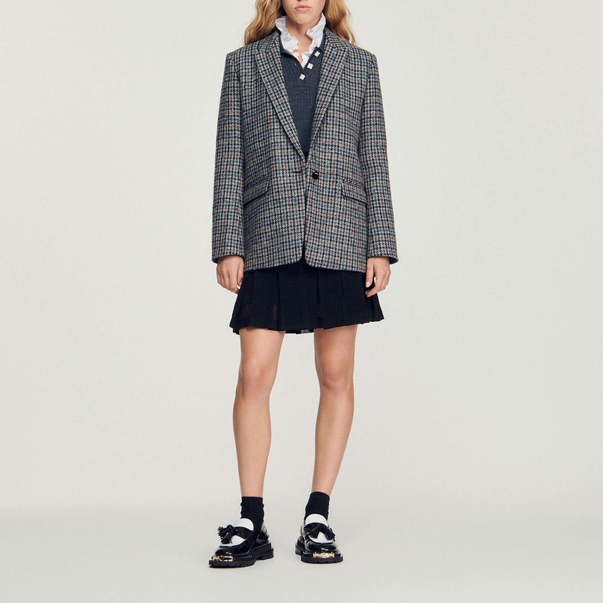 Sandro check coat best sale