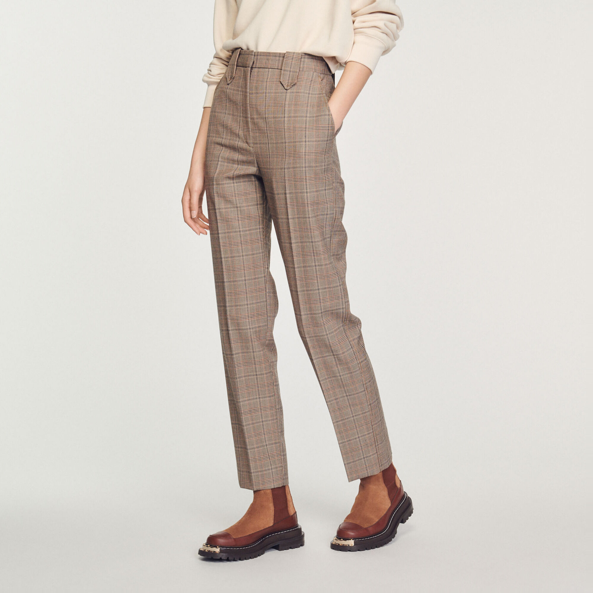 Womens checkered trousers cheap