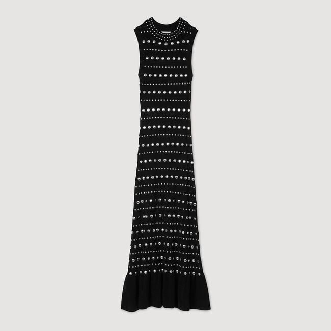 Knit maxi dress with studs