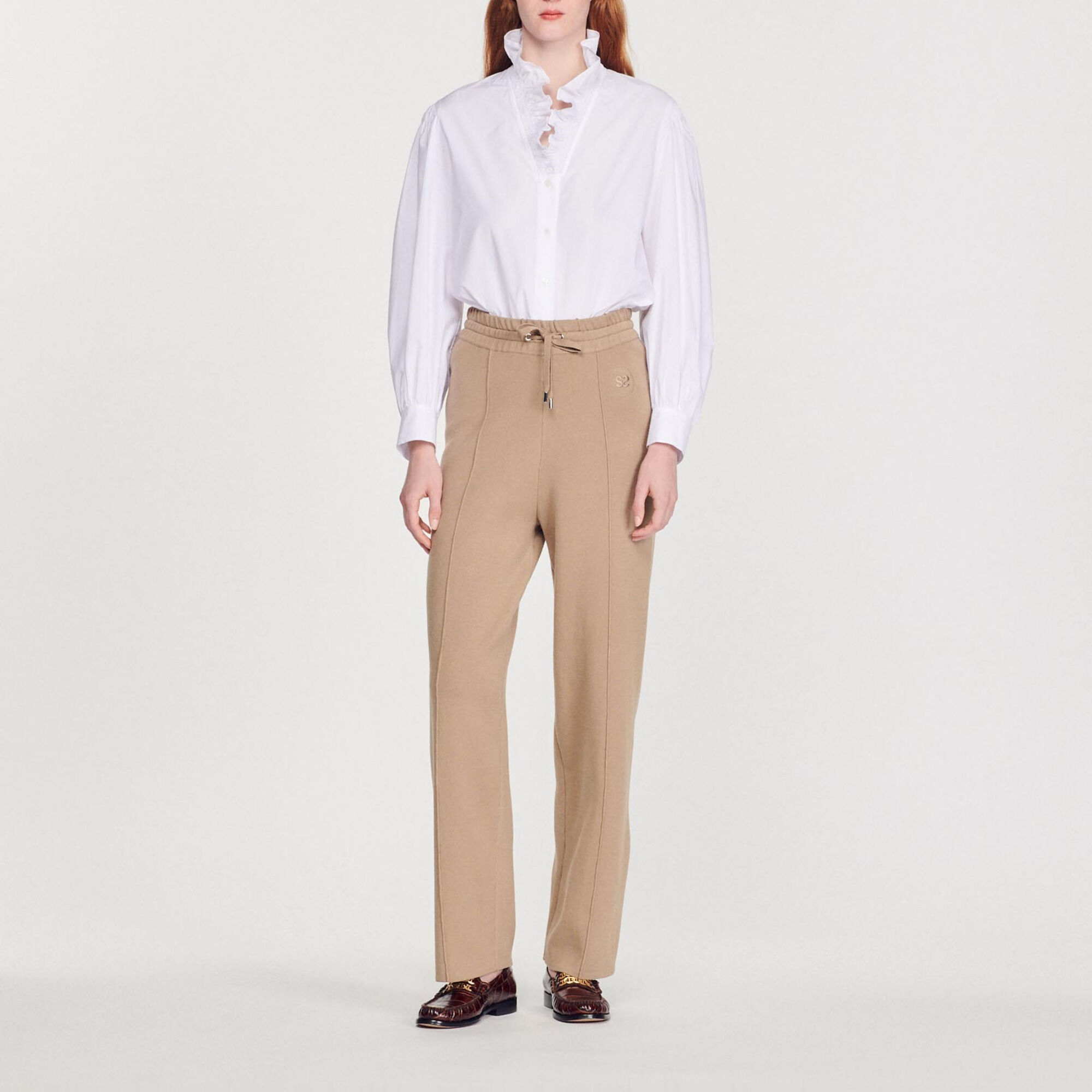 Knitted straight-leg trousers