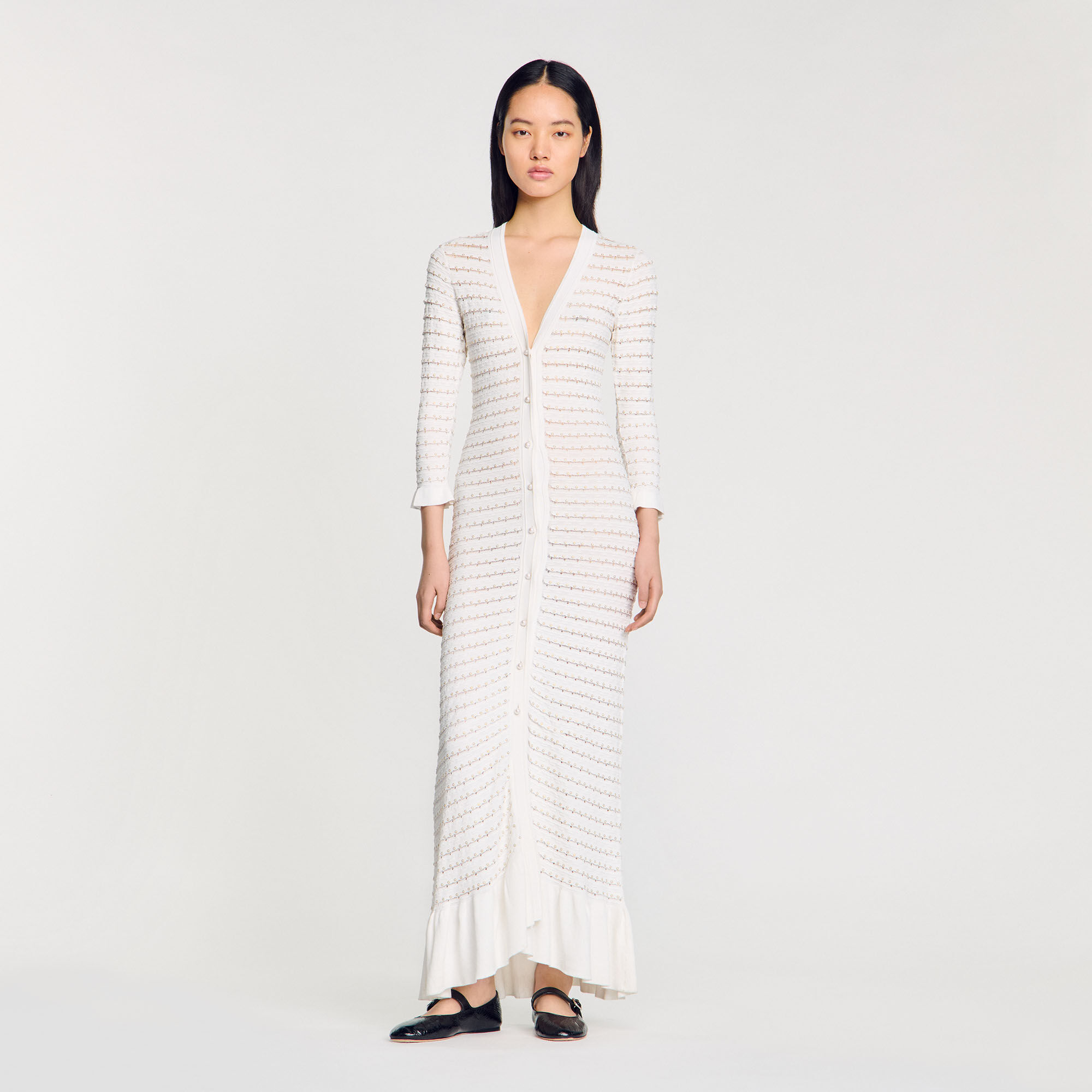 Maxi dress with pearl details