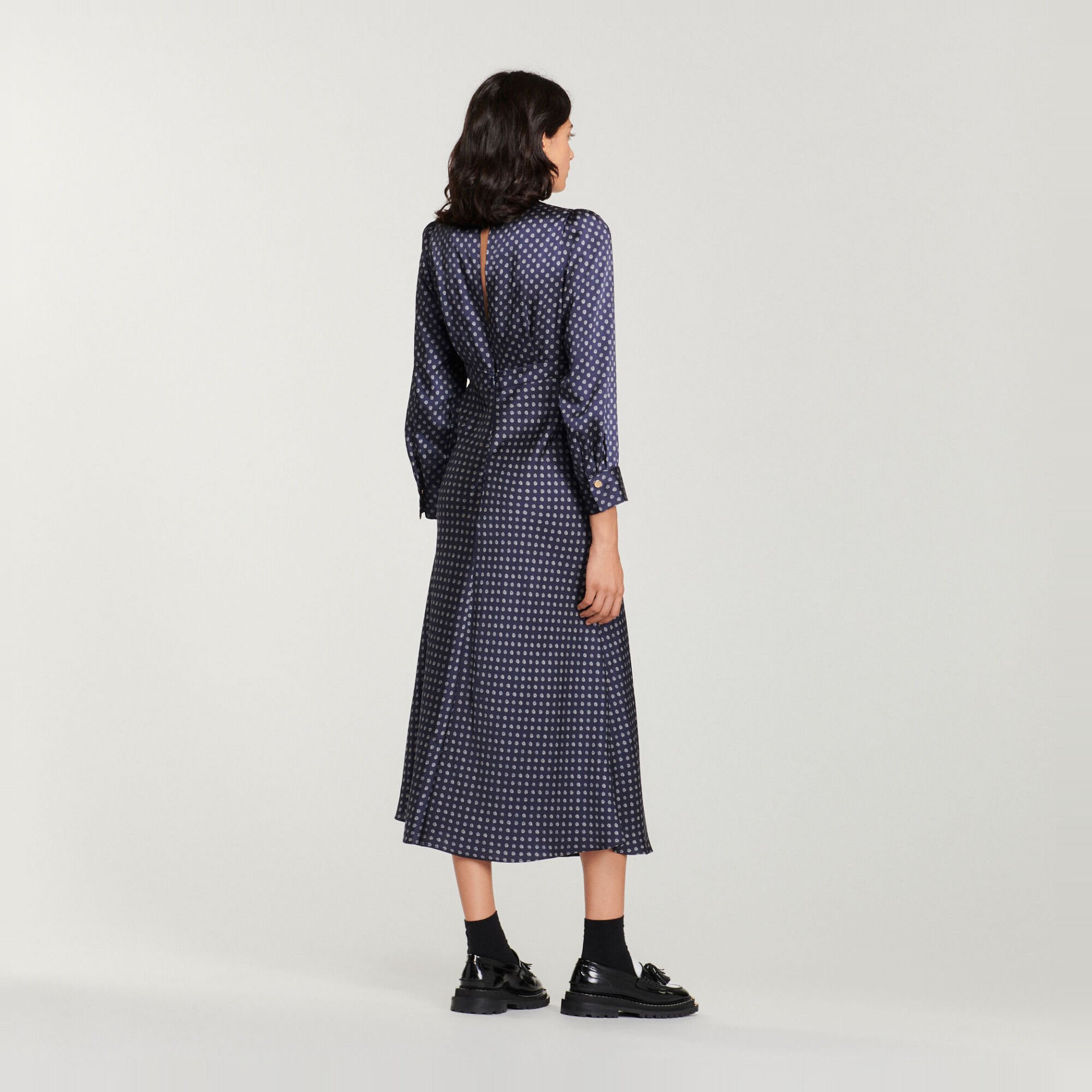 Long flowing dress with polka-dot print