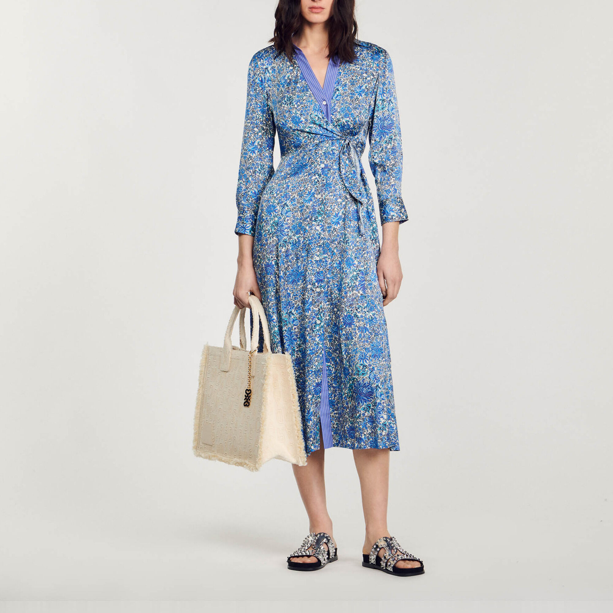 Sandro printed flowing midi sales dress