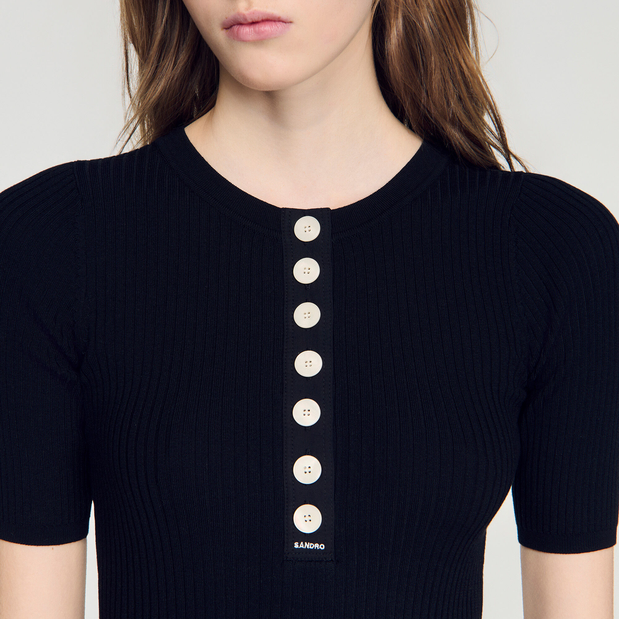 Jumper with ribbed button placket