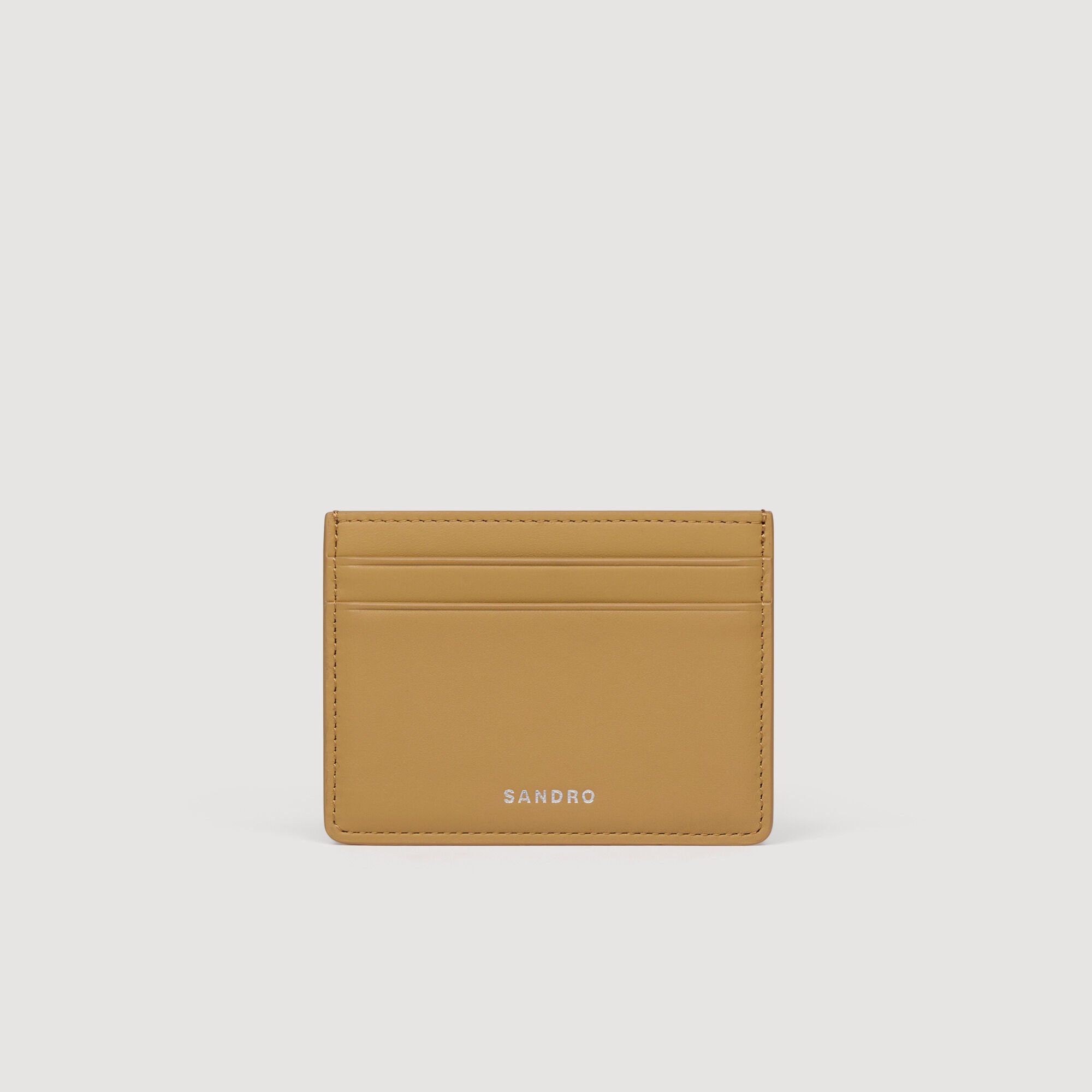 Embossed logo leather card holder