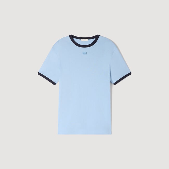 Two-tone patch T-shirt