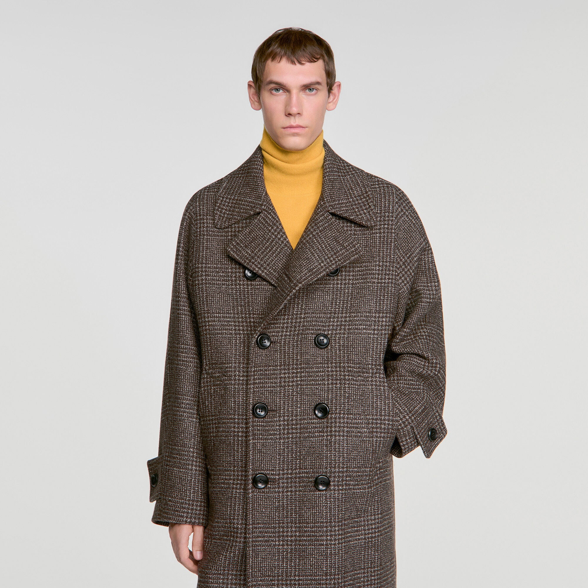 Check wool coat