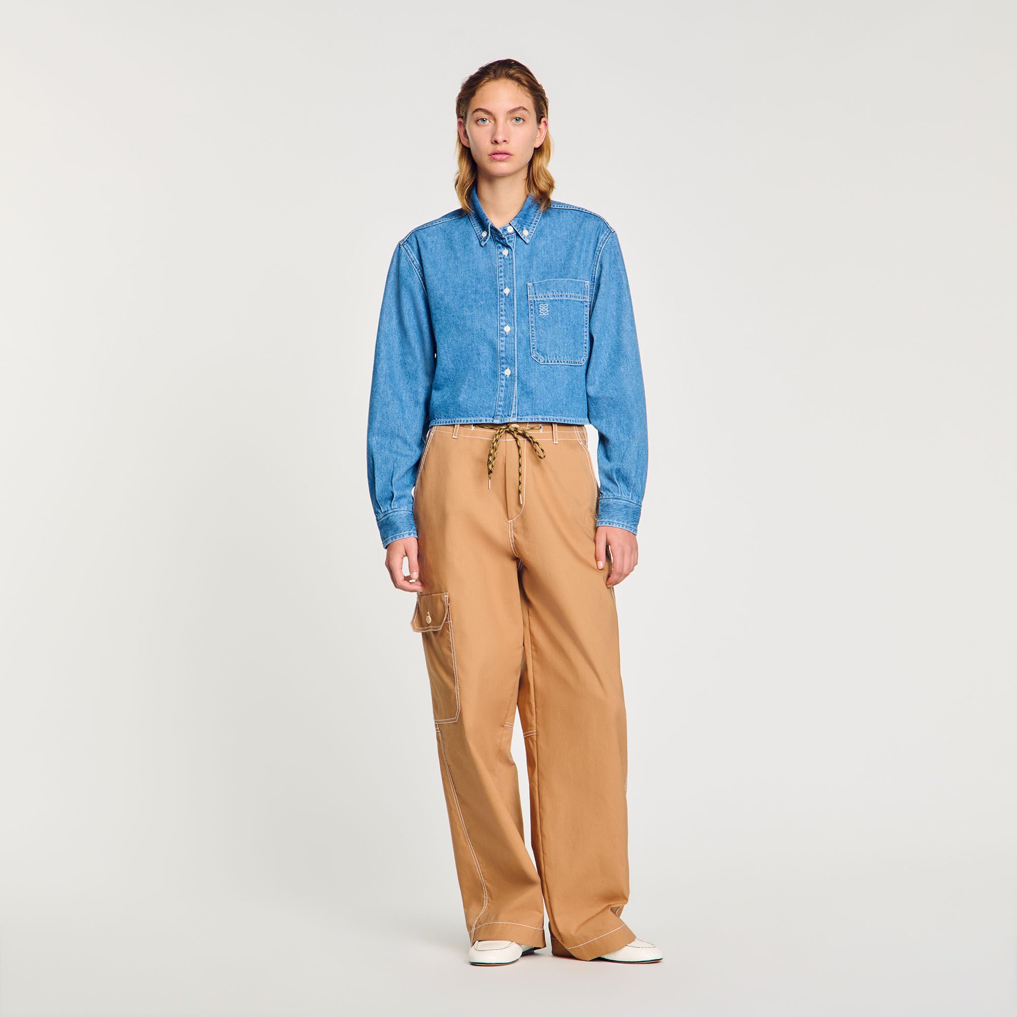 Denim cropped shirt