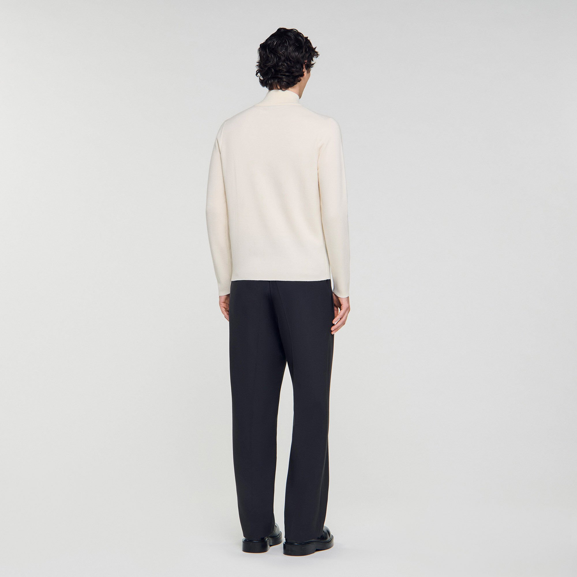 Wool jumper with zip collar