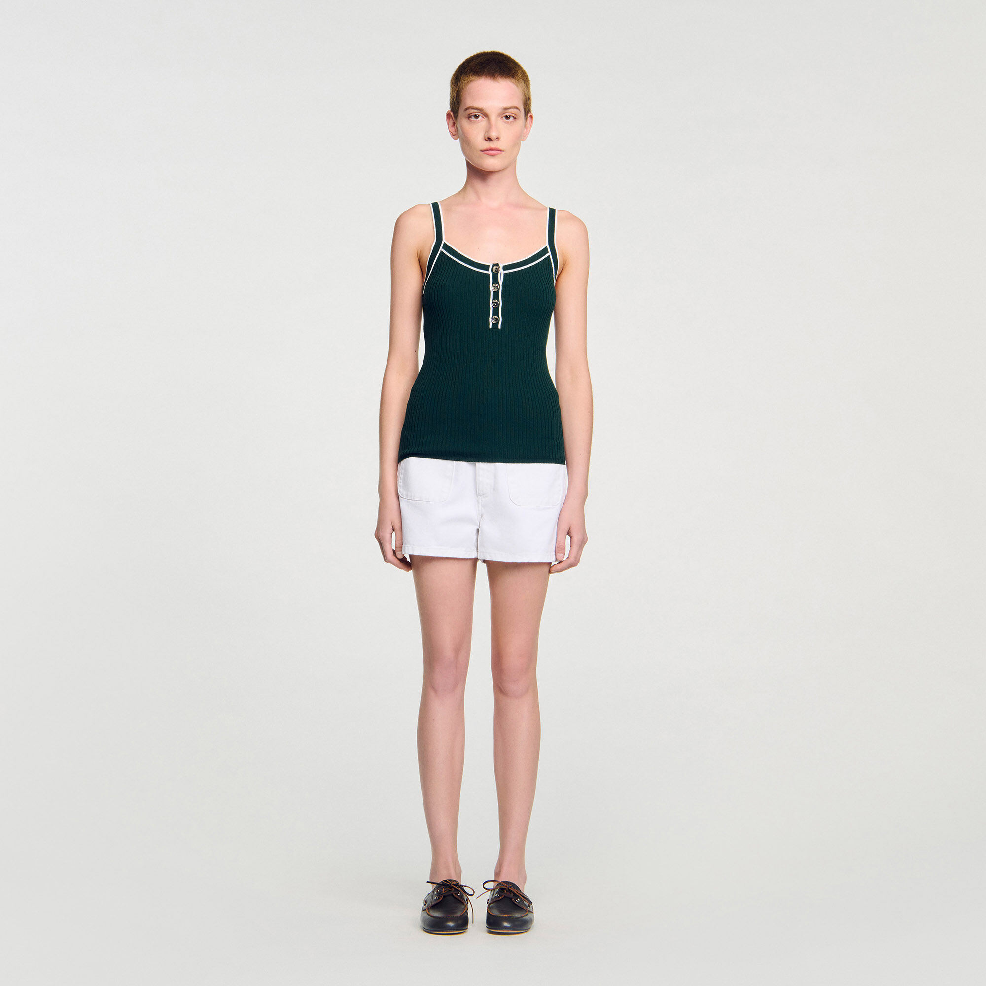 Two-tone knit vest top