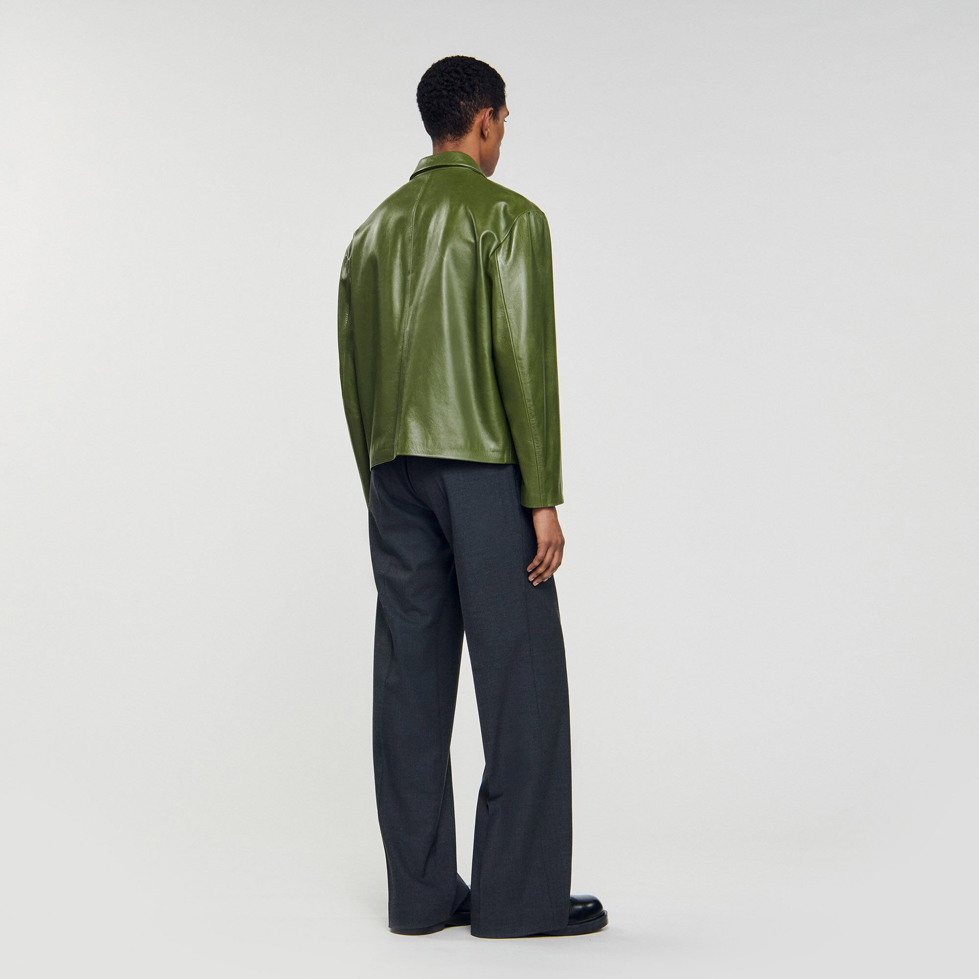 Zip-up leather jacket