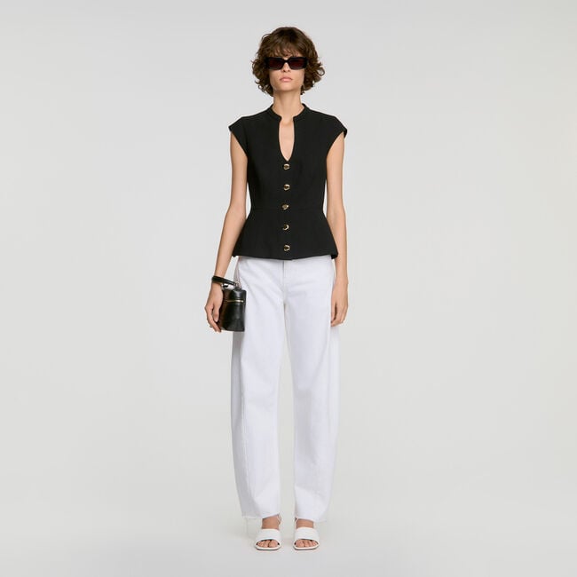 Buttoned peplum top