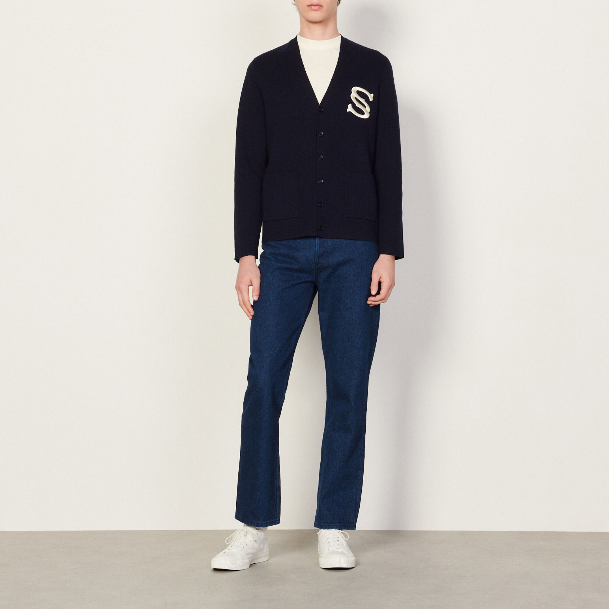 Wool cardigan with embroidery