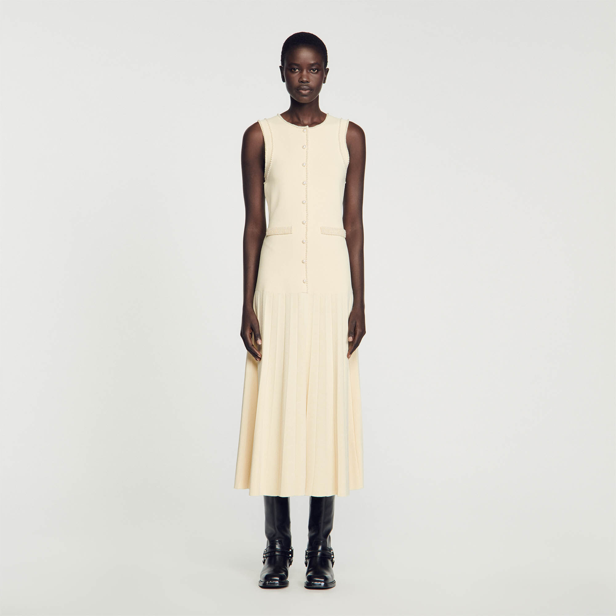 Sleeveless knit midi shop dress