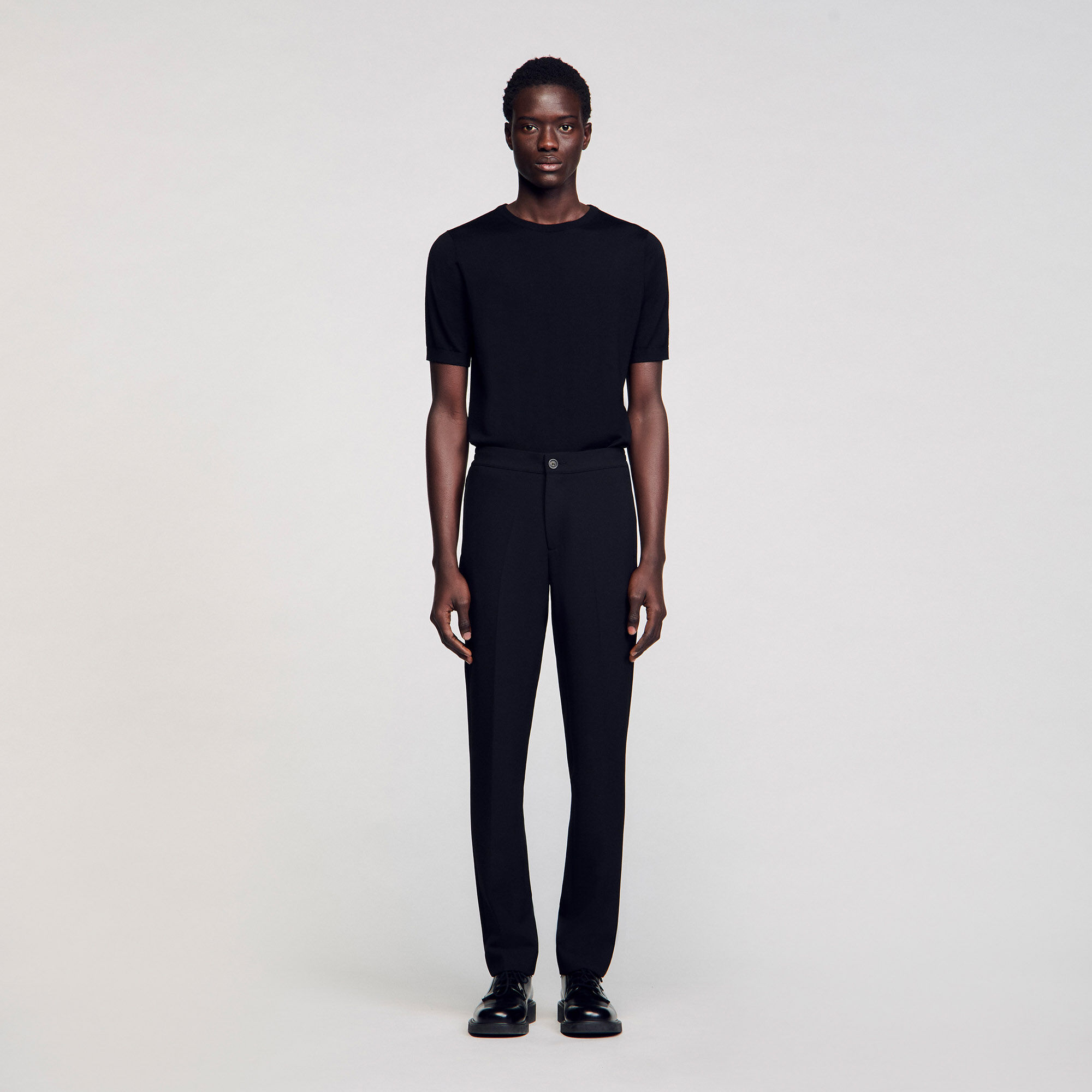 SANDRO パンツ SANDRO Tapered Jersey Trousers | Black | FARFETCH