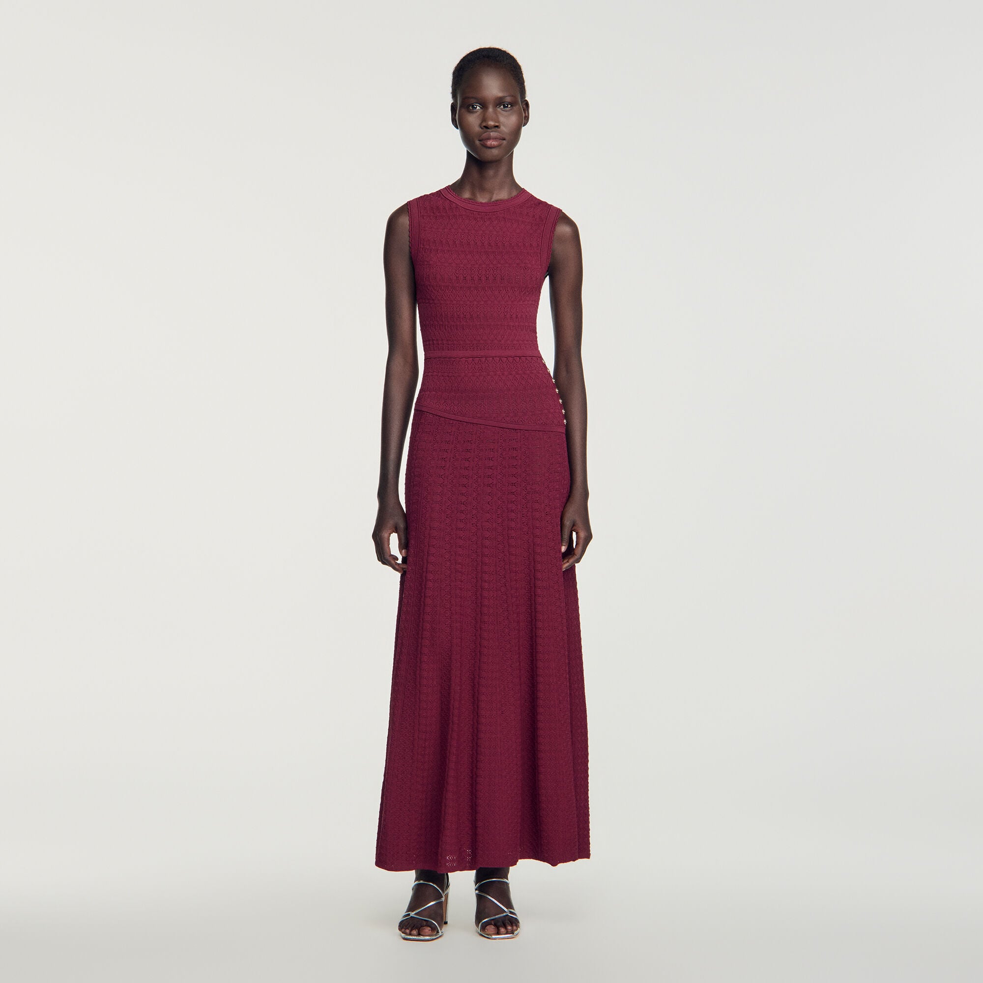 Pointelle knit maxi dress
