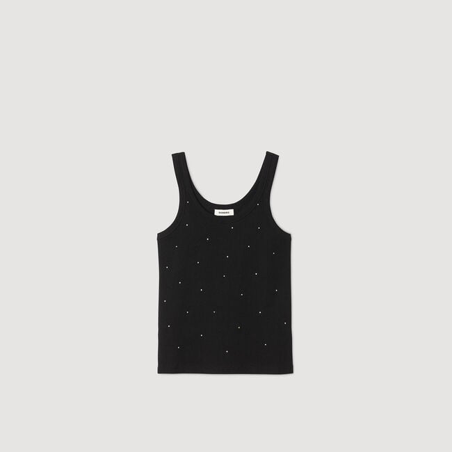 Vest top with rhinestones