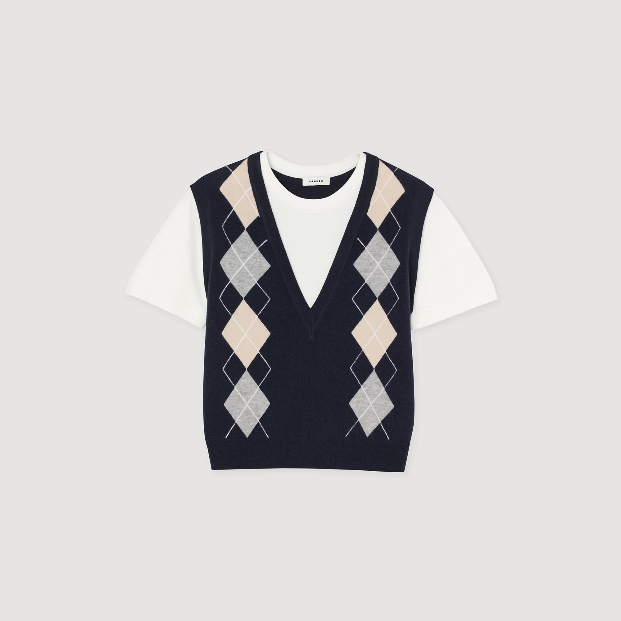 Argyle layered effect jumper