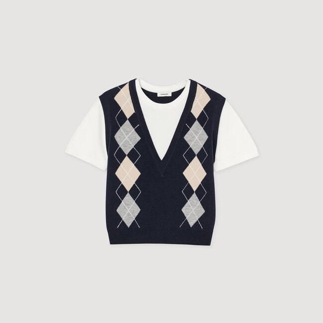 Argyle layered effect jumper