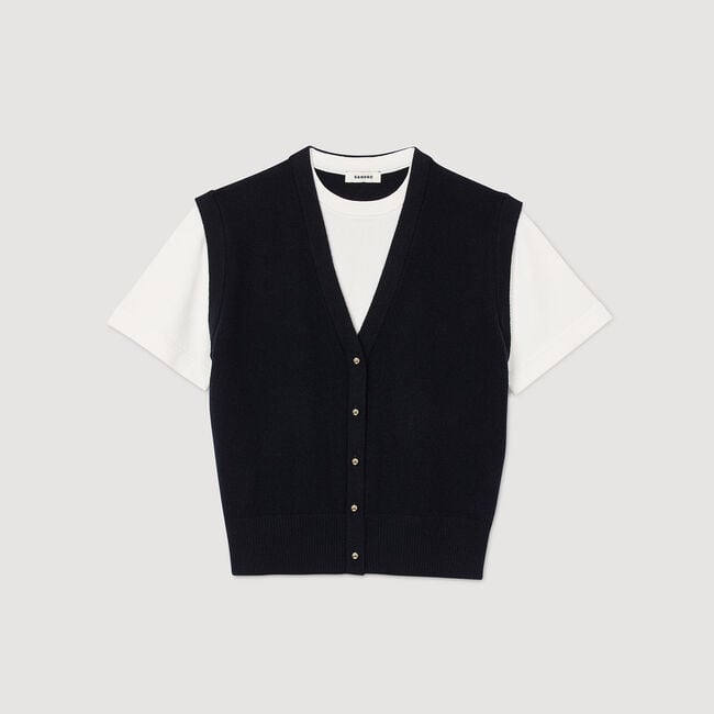 Two-tone wool and cashmere jumper