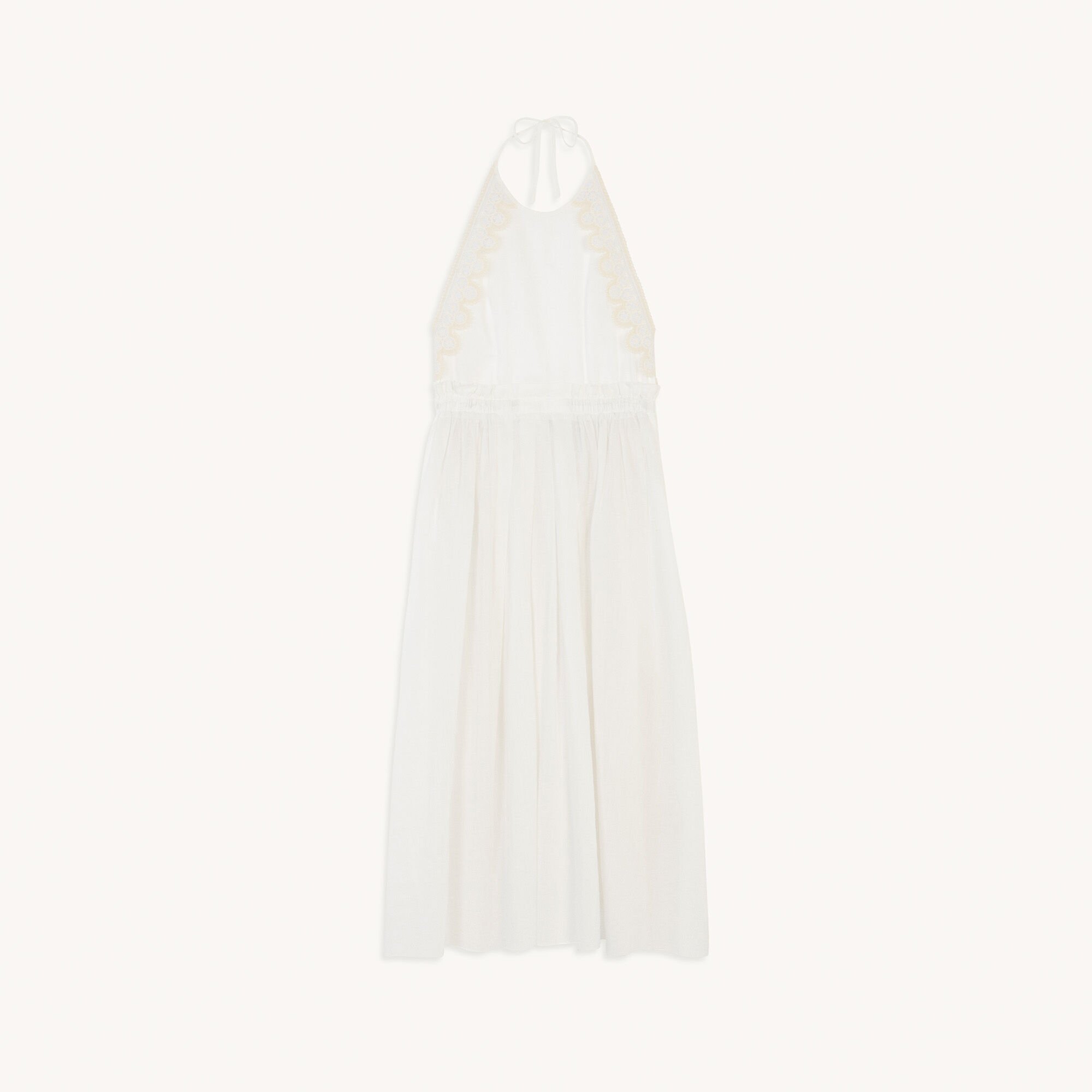 Long backless dress and lace trim