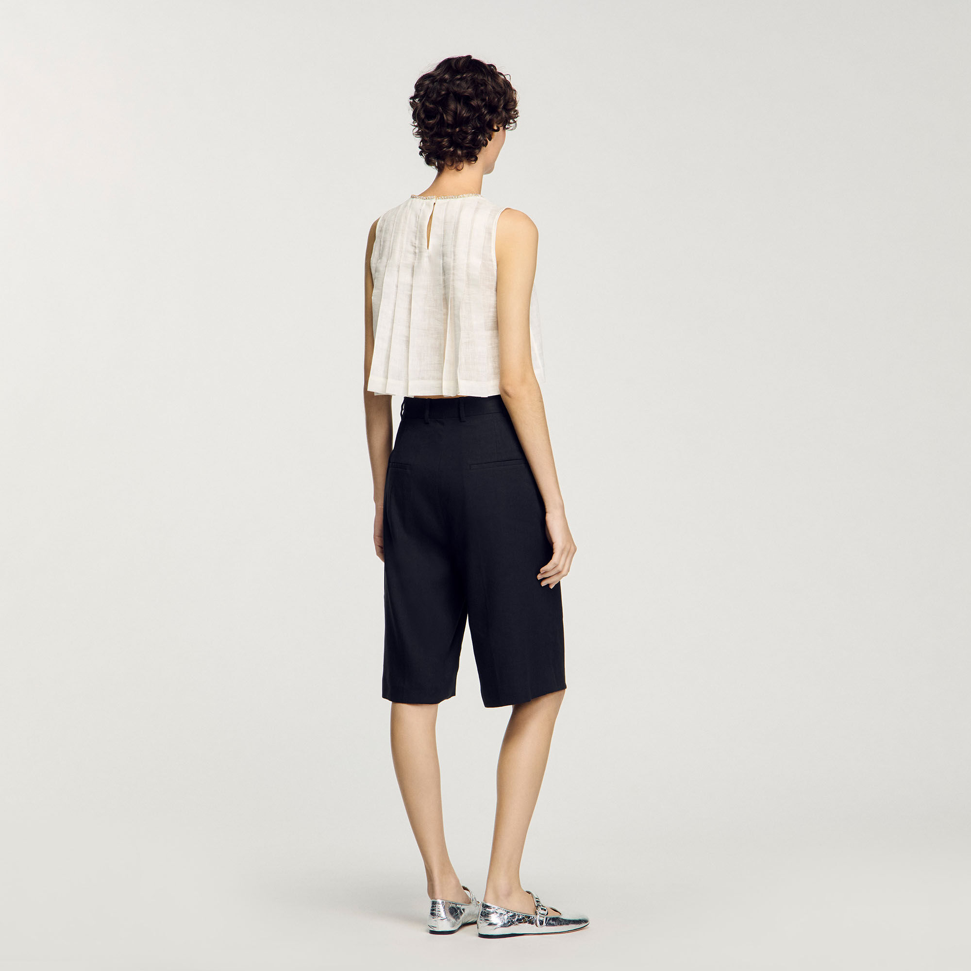 Linen-blend Bermuda shorts