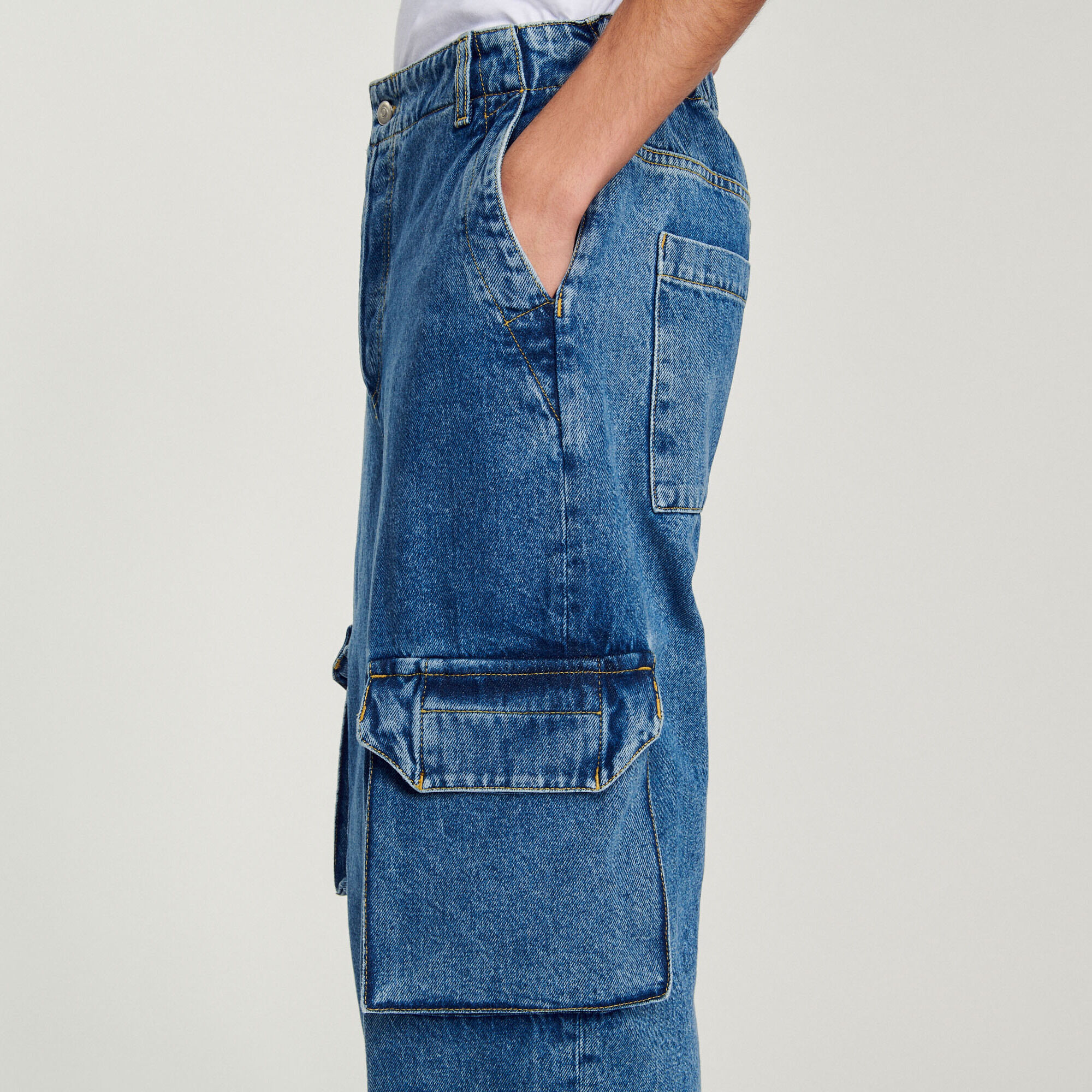 Faded wide-leg jeans