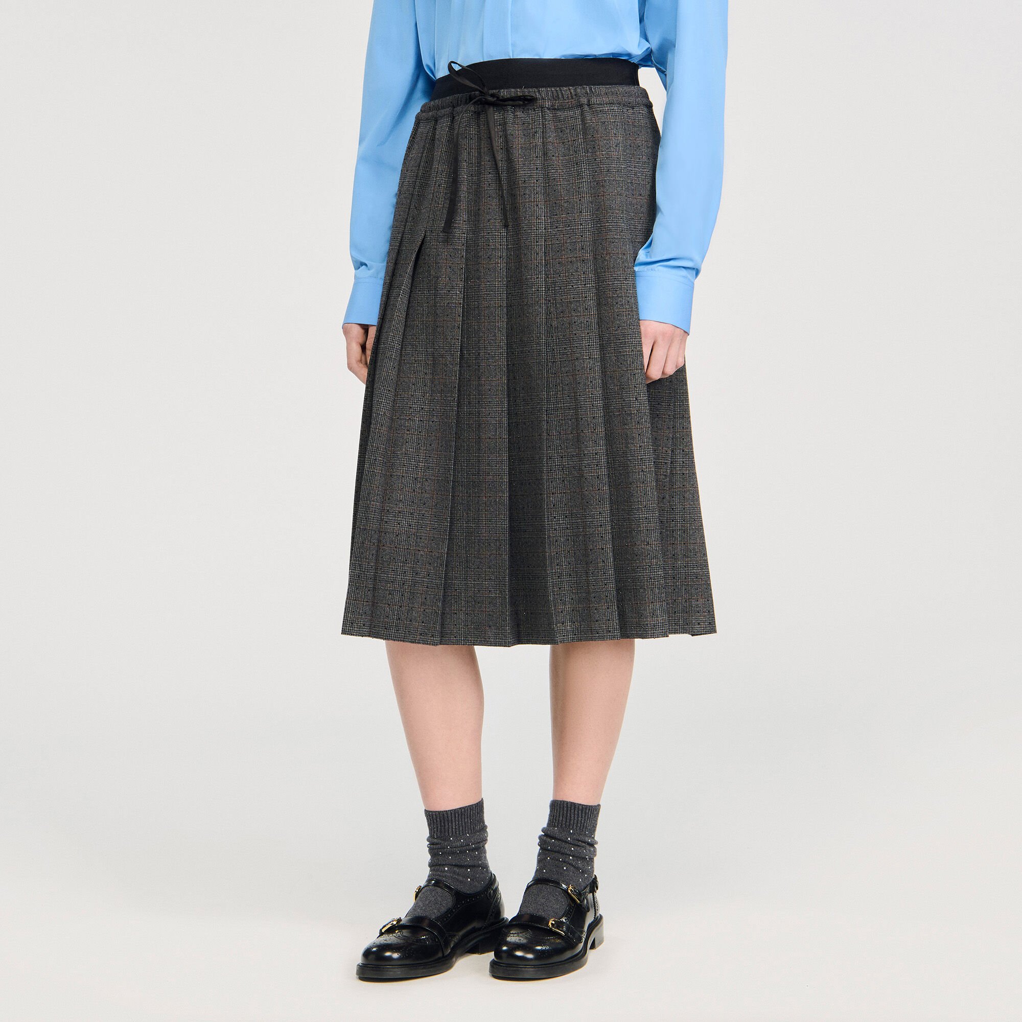 Long pleated rhinestone skirt