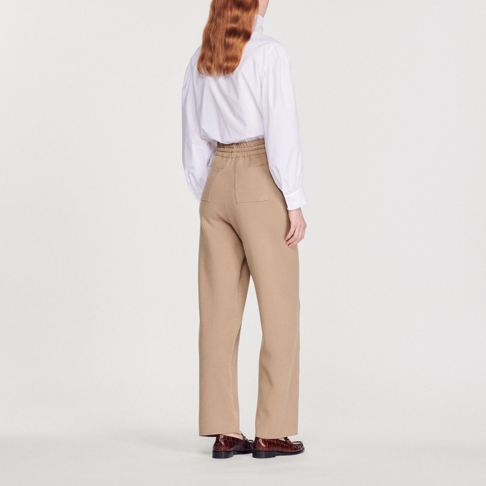 Knitted straight-leg trousers