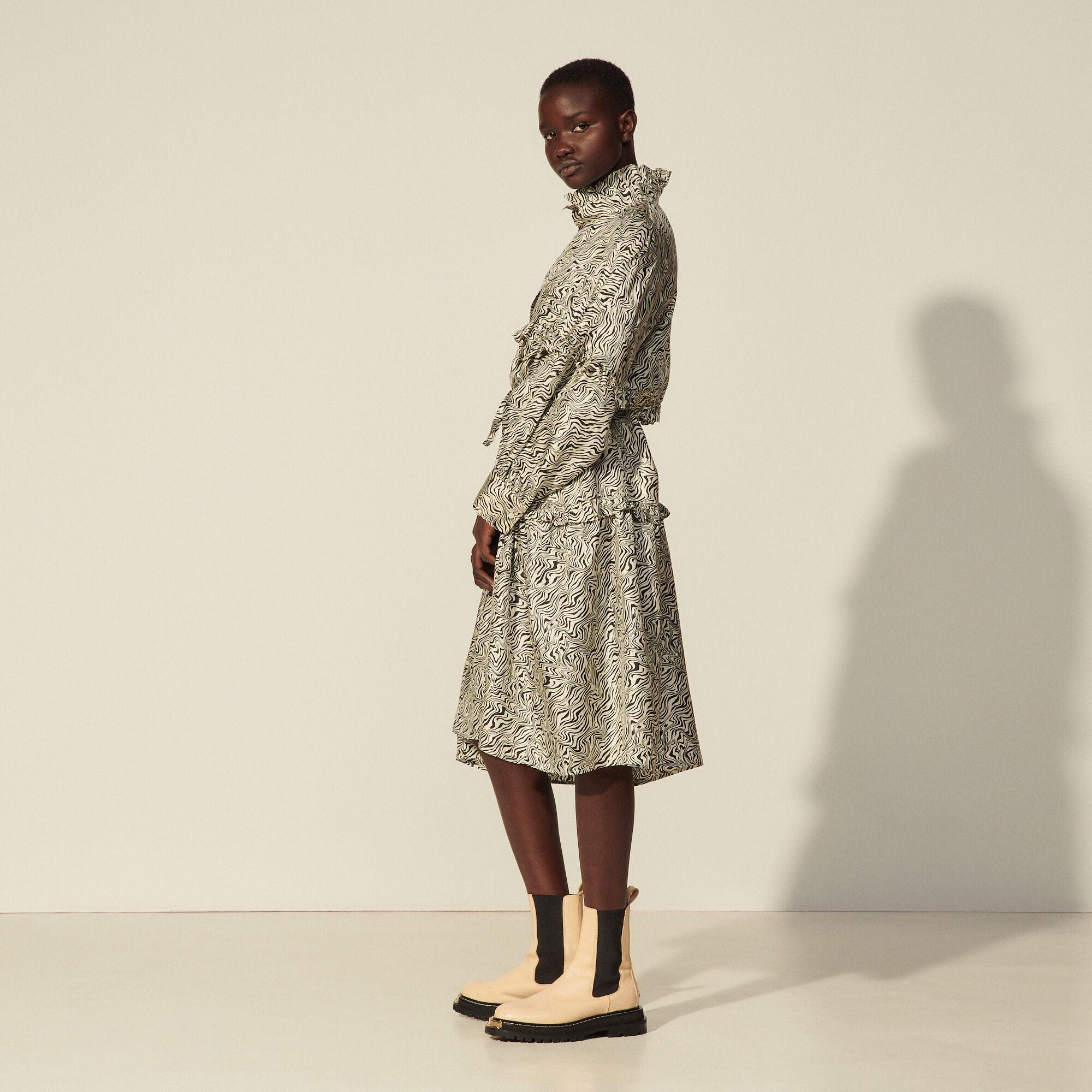 Oversized printed silk dress