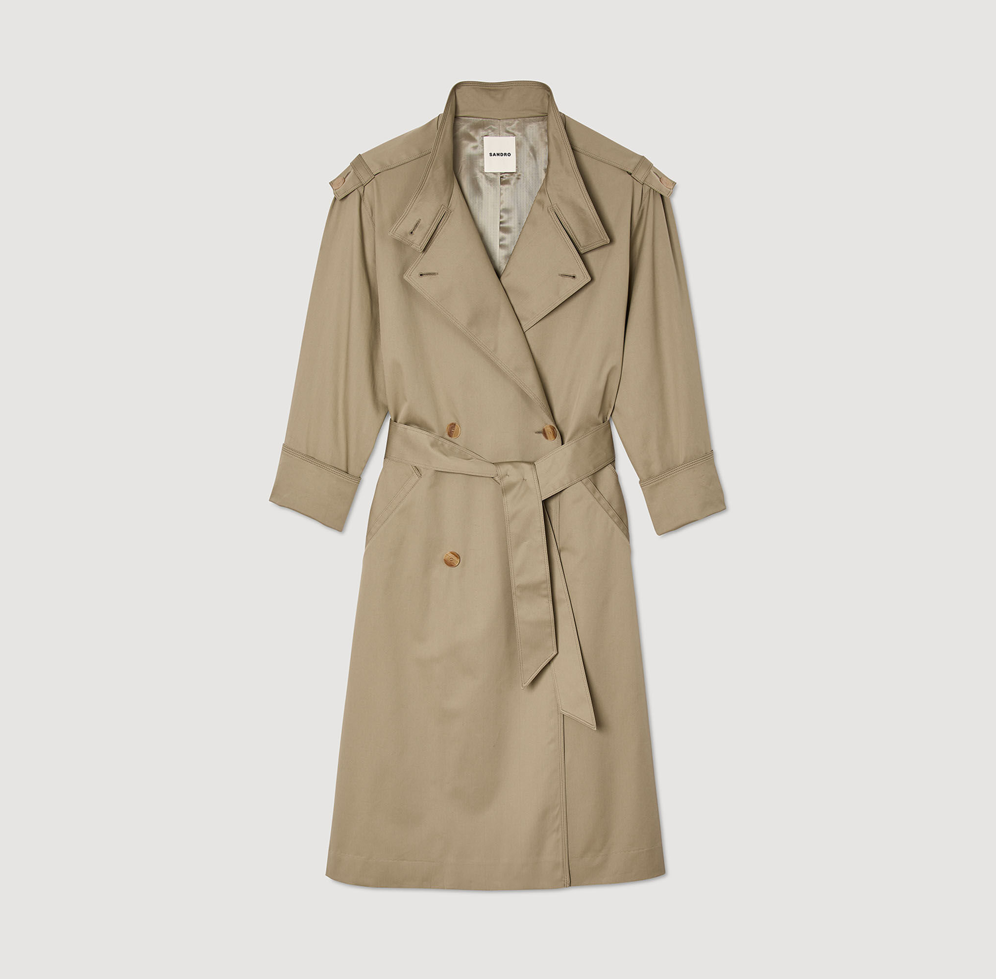 Belted trench coat green For Women | Sandro Paris