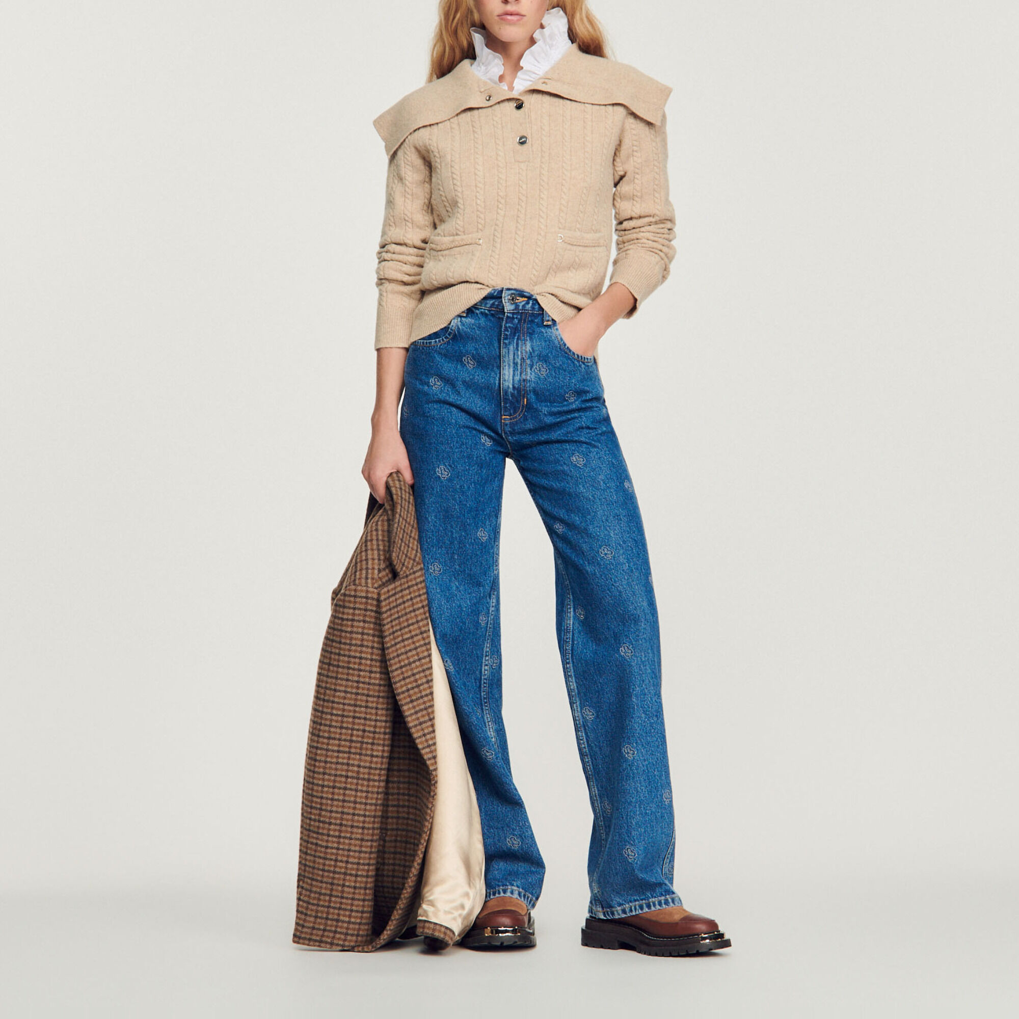 Cropped knit sweater