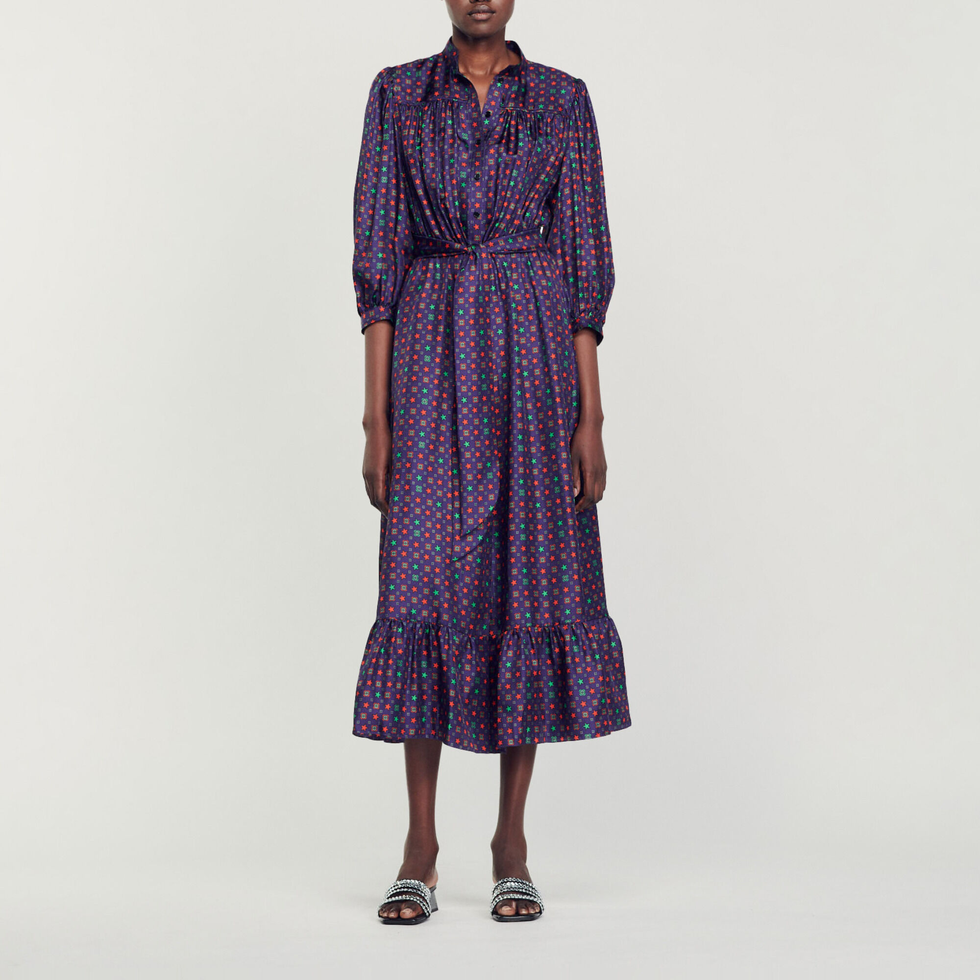 Sandro printed midi dress outlet