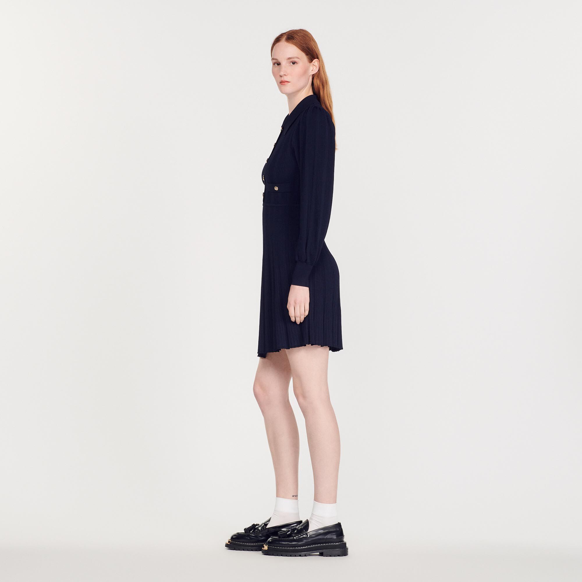 Pleated knit dress
