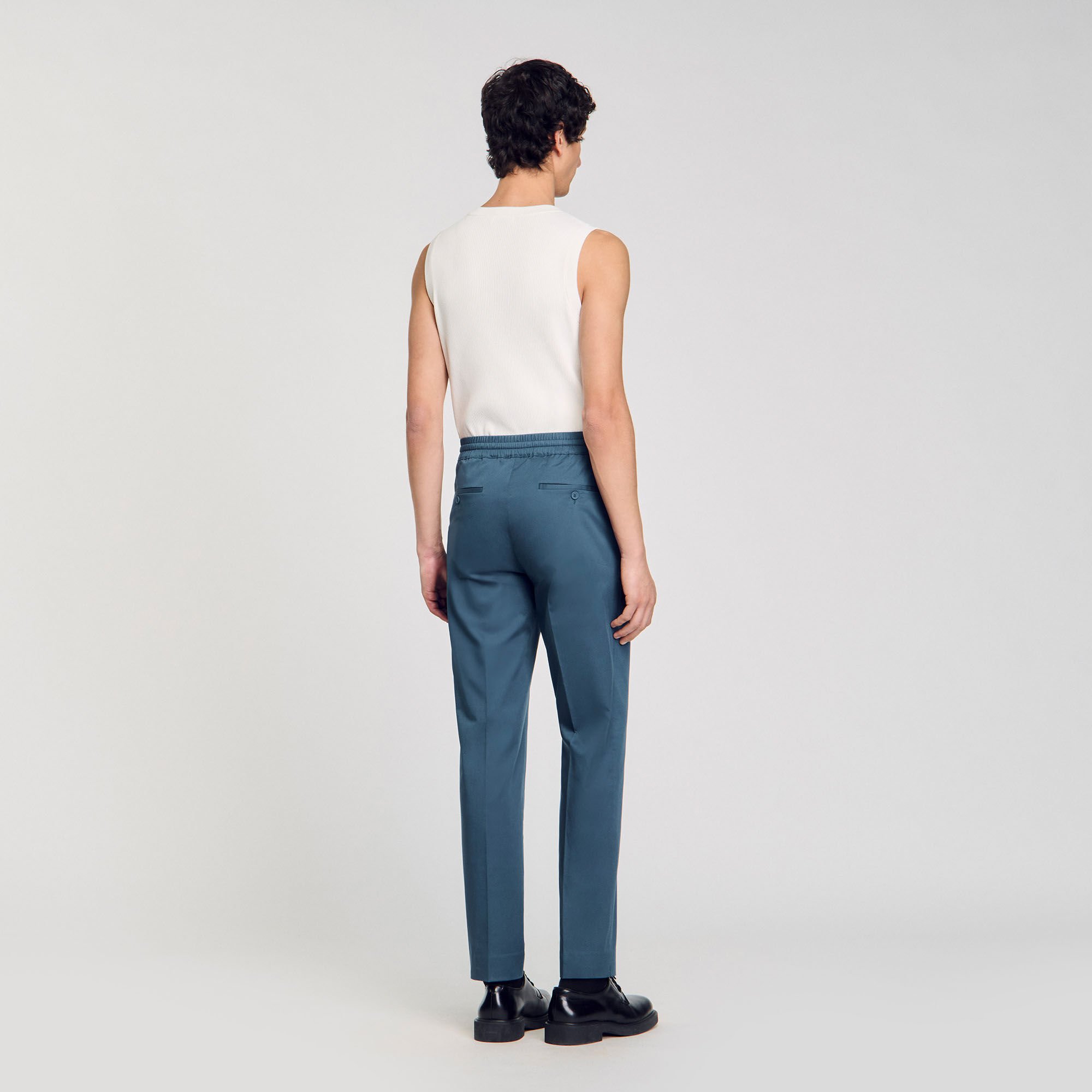 Elasticated straight-leg trousers