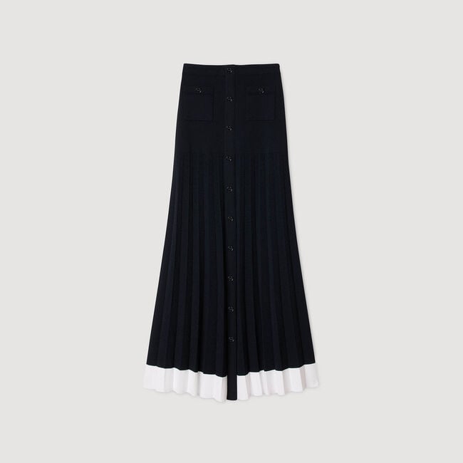 Long two-tone knit skirt