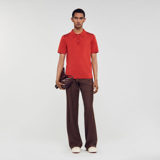 Short-sleeve knitted polo shirt