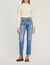 Ripped straight-leg jeans